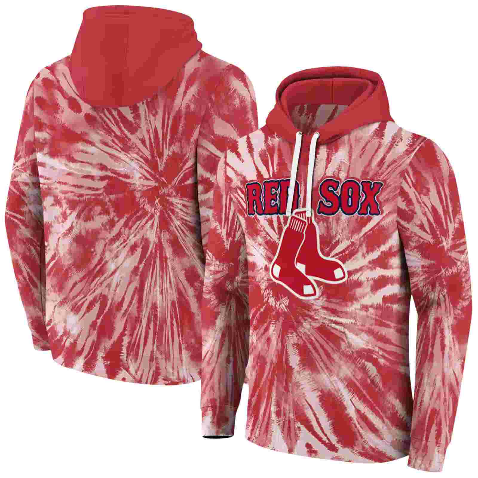 boston red sox tie dye pattern red hoodie fashion forward