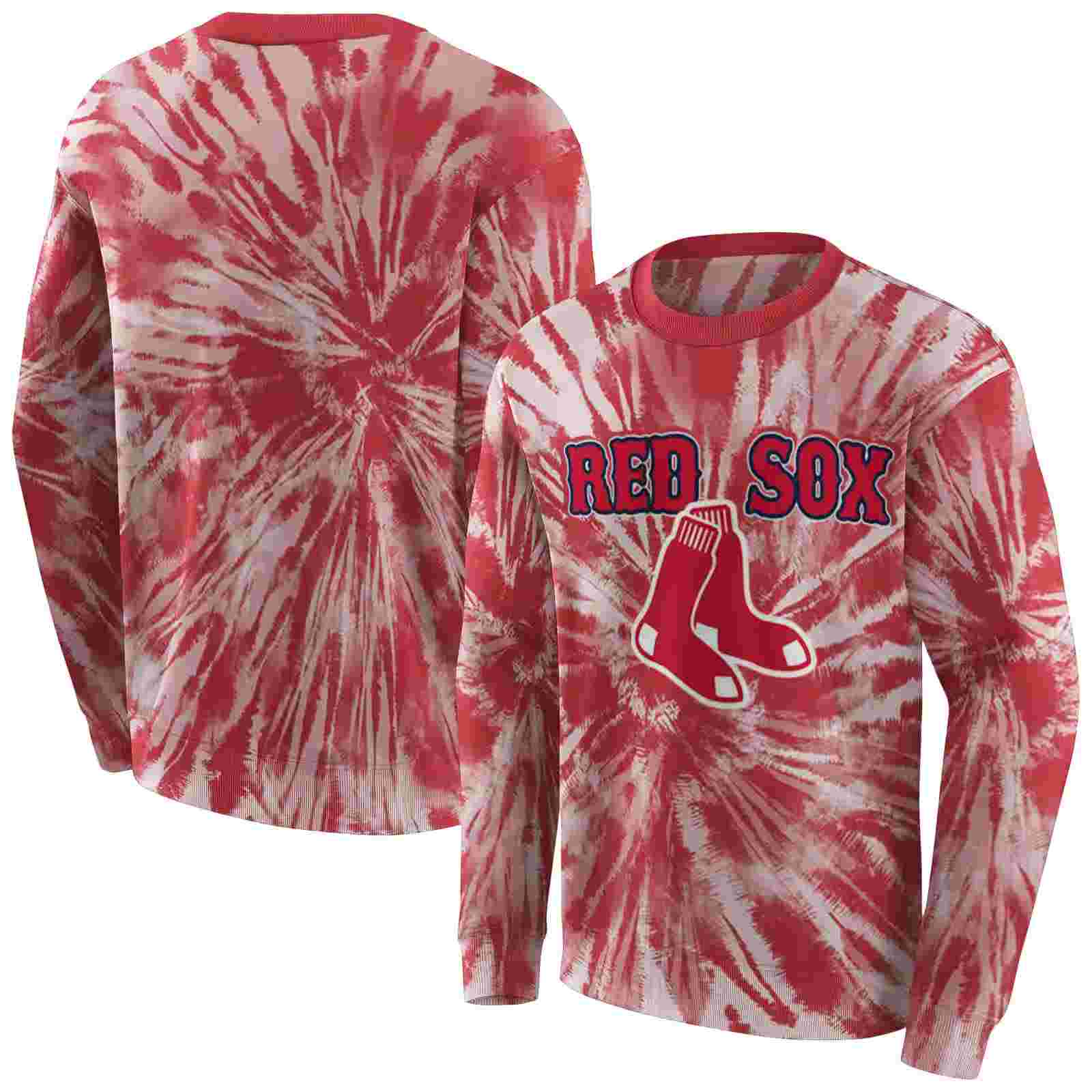 boston red sox tie dye pattern red hoodie premium grade