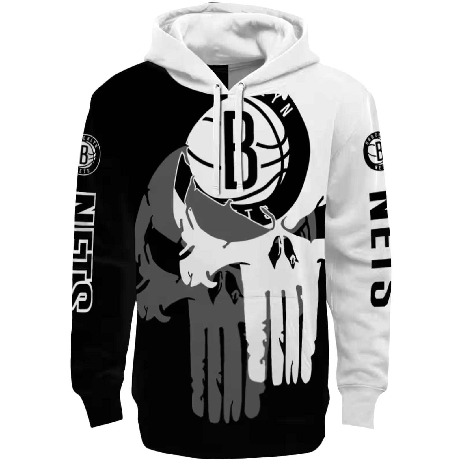 Brooklyn Nets Graphic Punisher Black White Hoodie