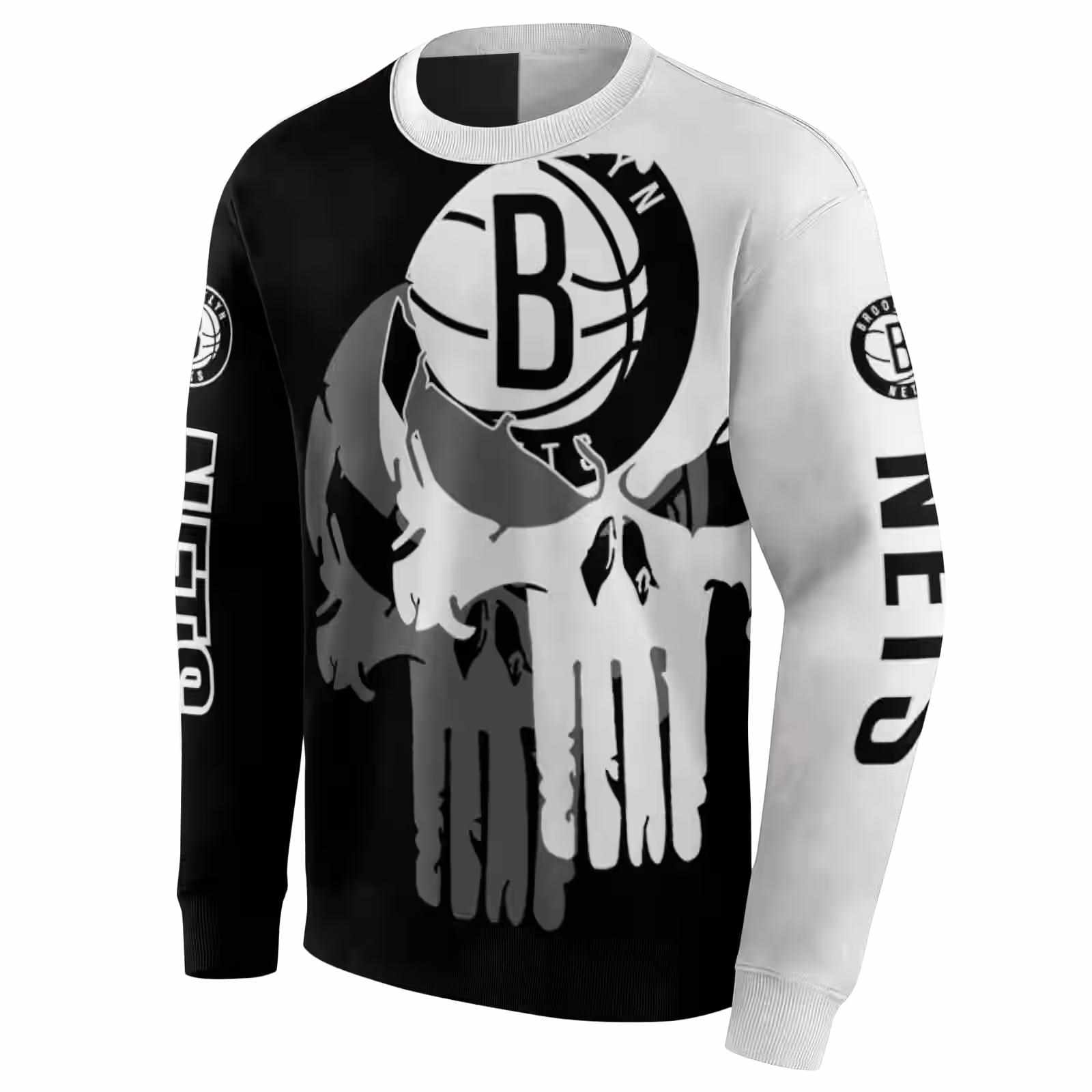 brooklyn nets graphic punisher black white hoodie new arrival