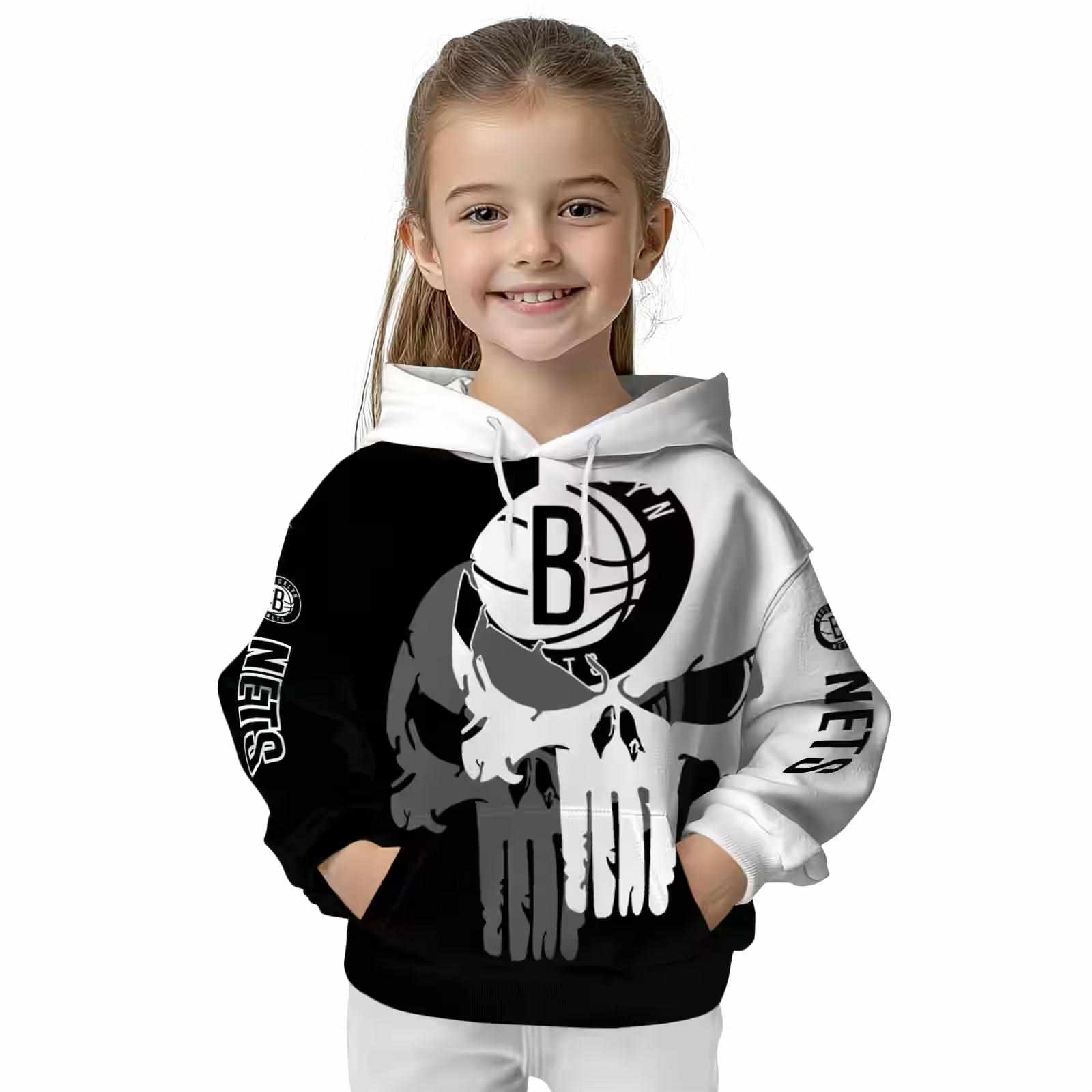 brooklyn nets graphic punisher black white hoodie top rated