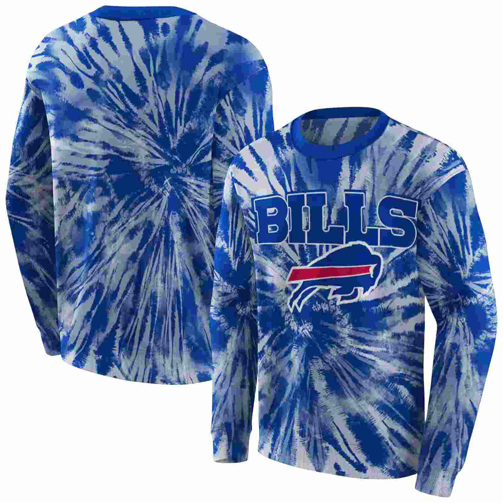 buffalo bills tie dye pattern blue hoodie premium grade