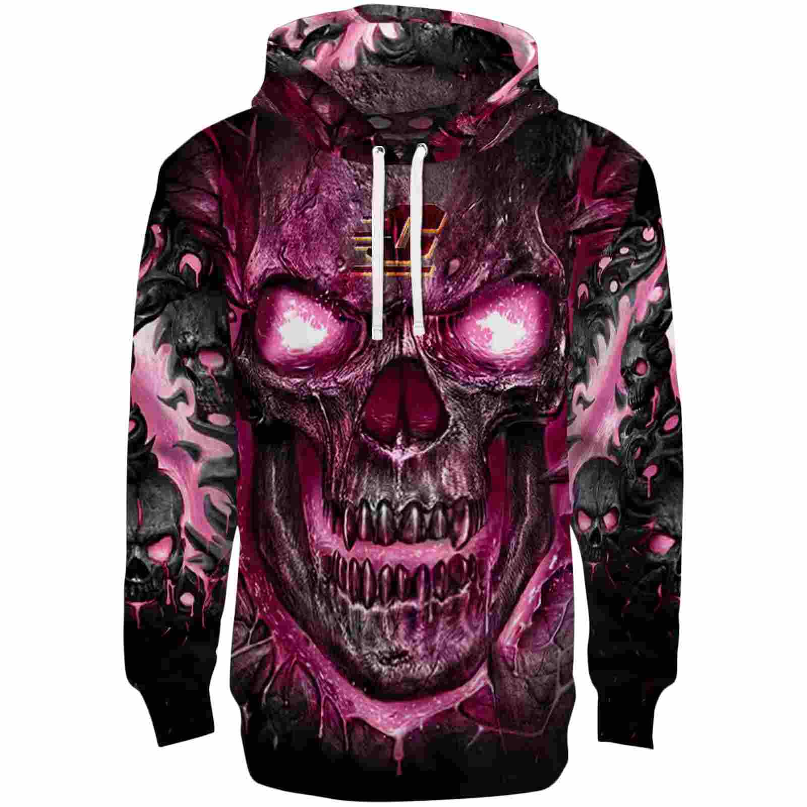 Central Michigan Chippewas Demonic Skull Maroon Black Hoodie
