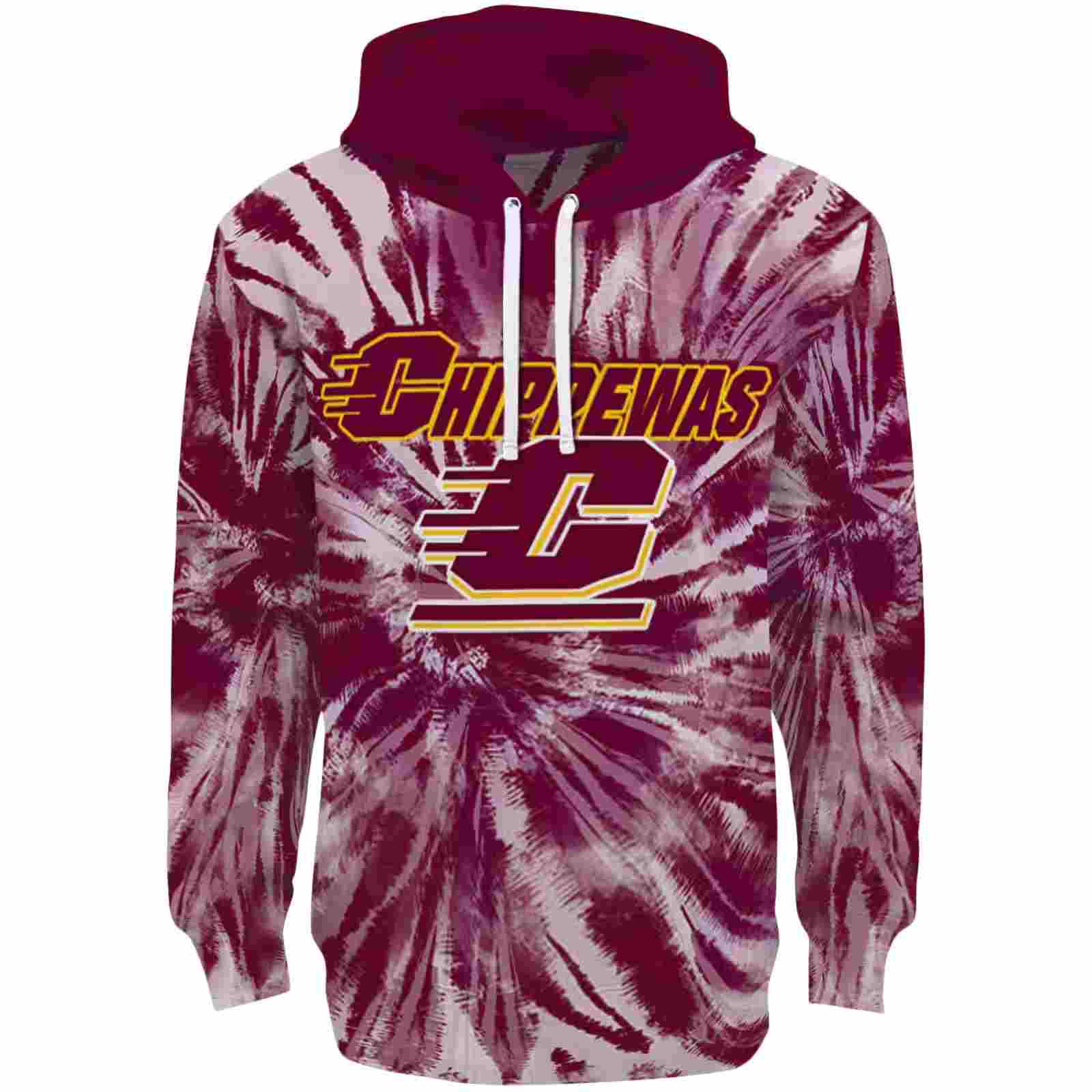 Central Michigan Chippewas Tie Dye Pattern Maroon Hoodie