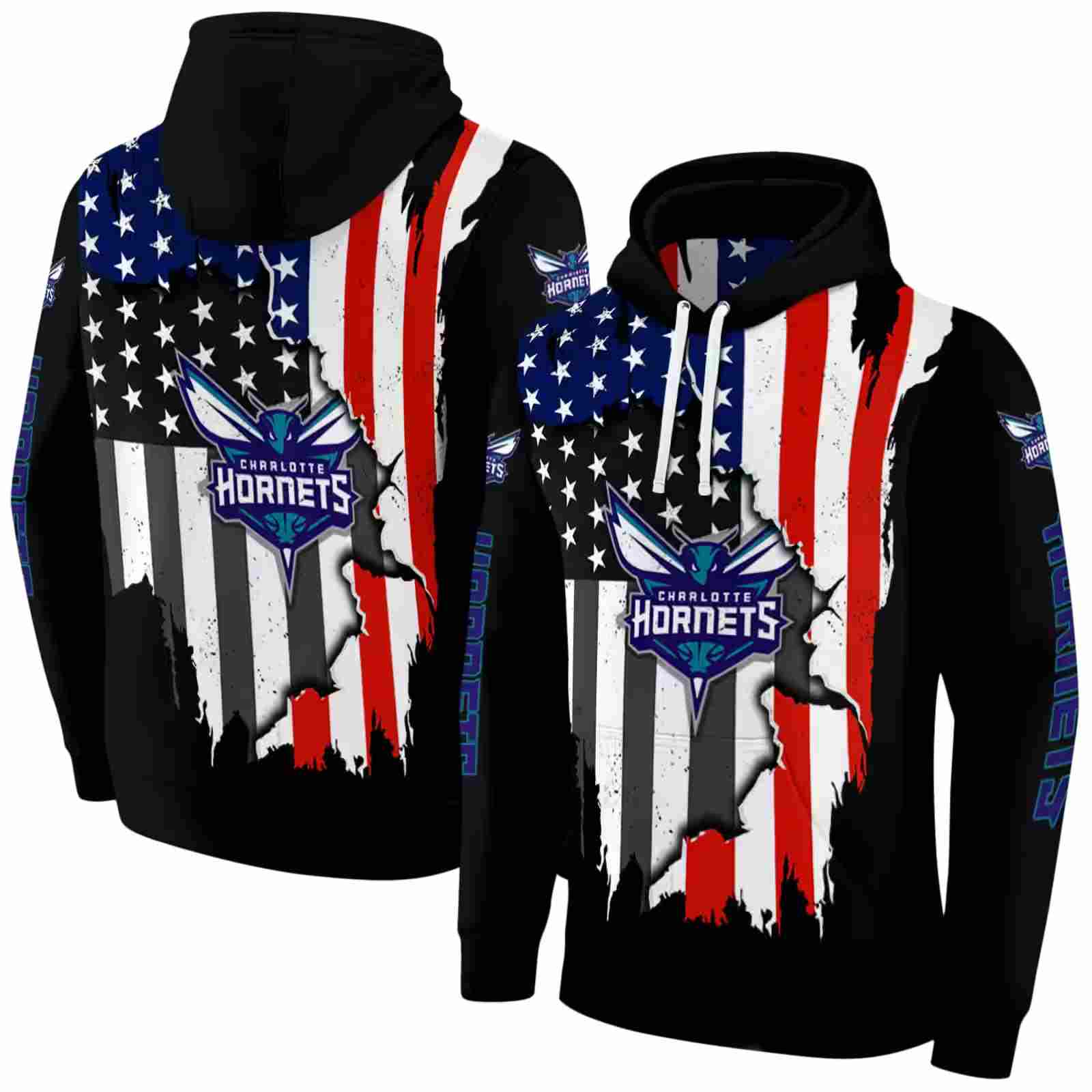 charlotte hornets american pride black hoodie fashion forward