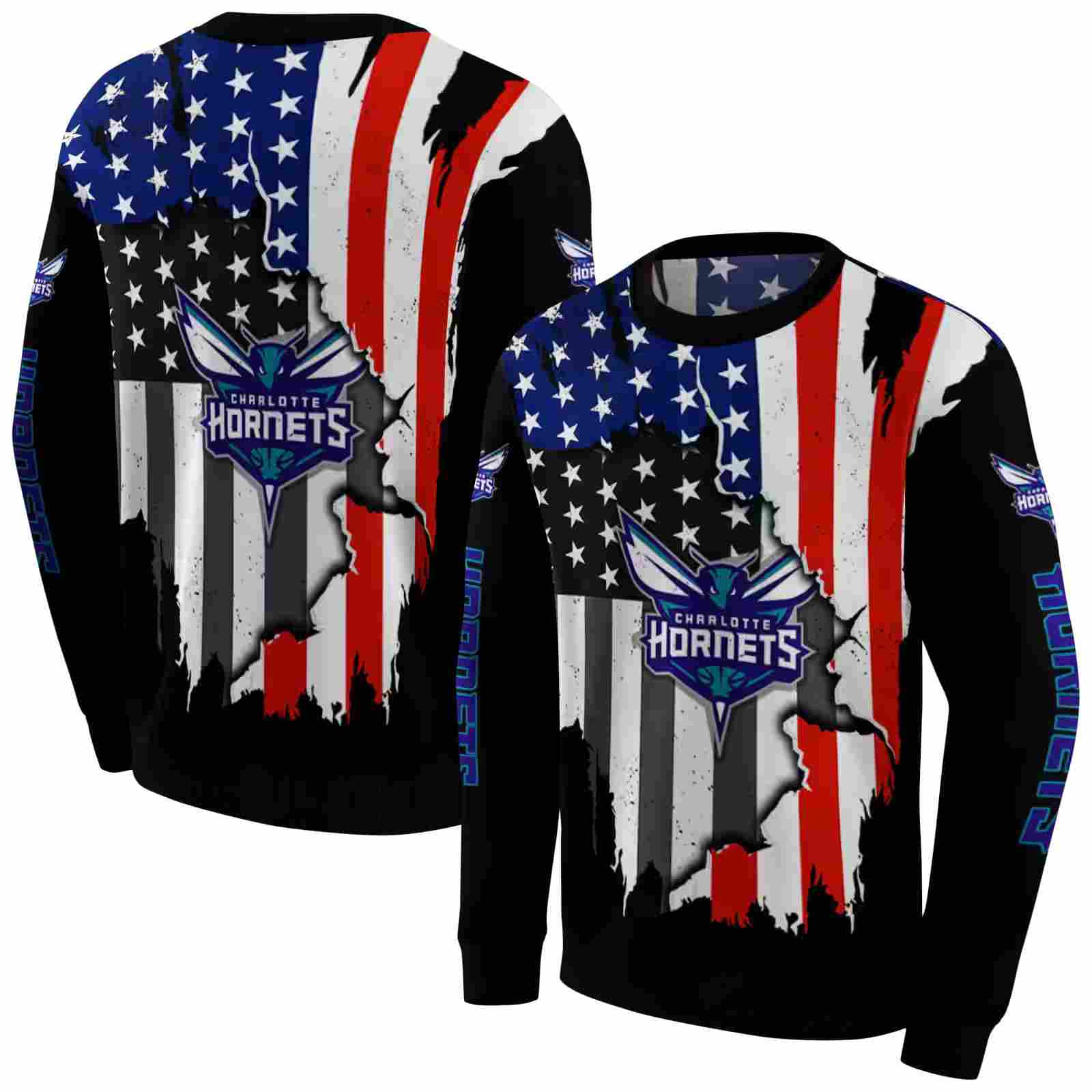 charlotte hornets american pride black hoodie premium grade