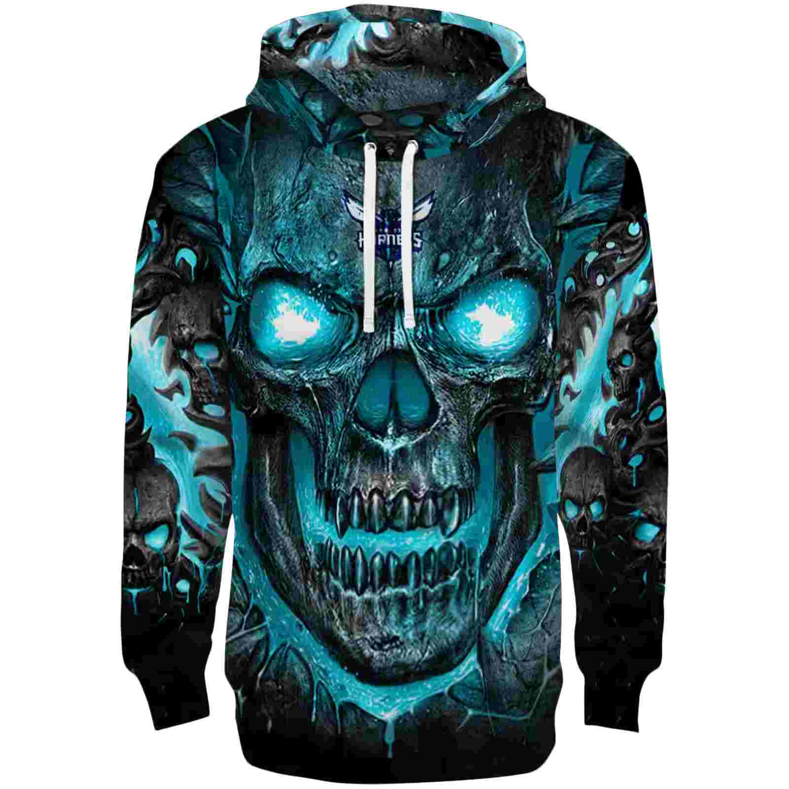 Charlotte Hornets Demonic Skull Teal Black Hoodie