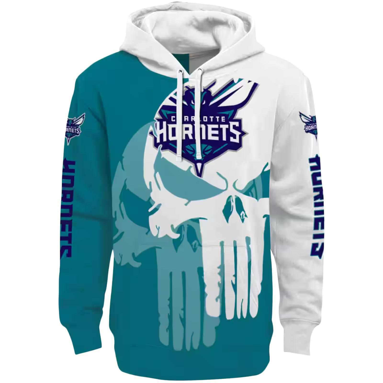 Charlotte Hornets Graphic Punisher Teal White Hoodie