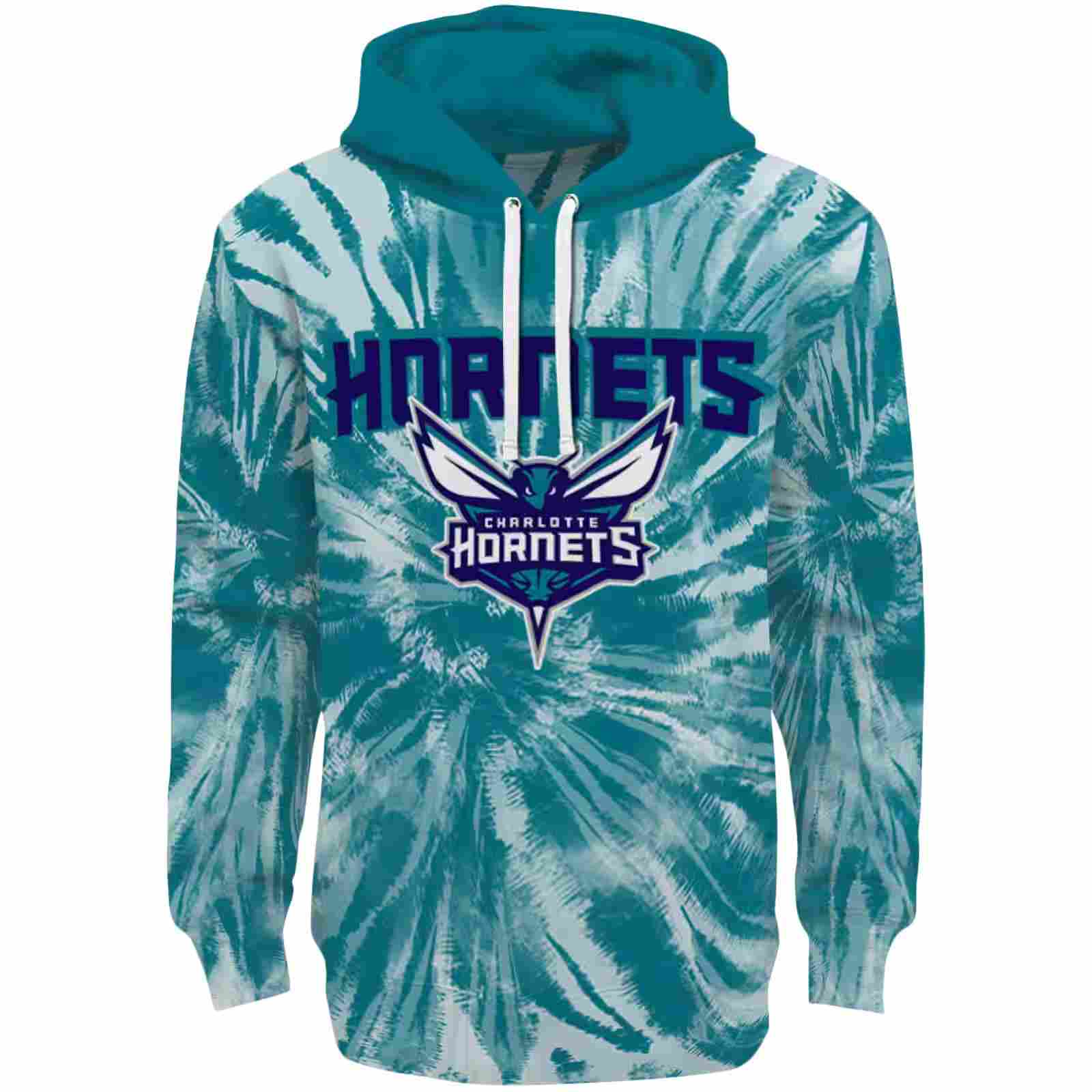 Charlotte Hornets Tie Dye Pattern Teal Hoodie