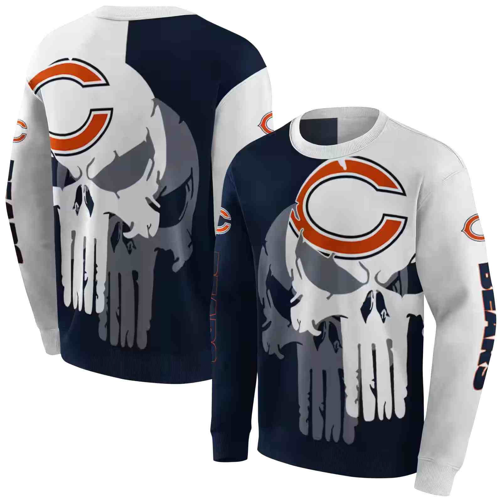 chicago bears graphic punisher blue white hoodie premium grade