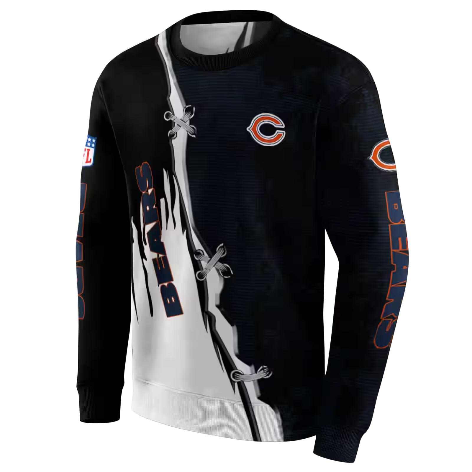 chicago bears ripped pattern blue black white hoodie new arrival