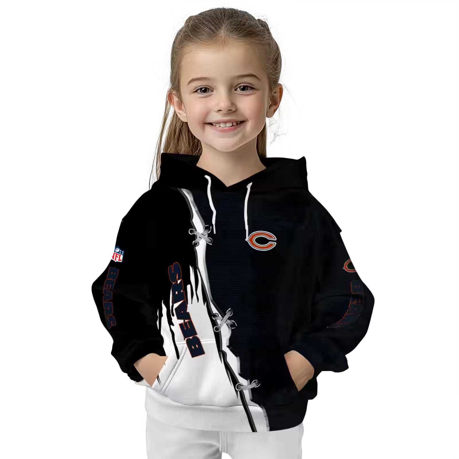 chicago bears ripped pattern blue black white hoodie top rated