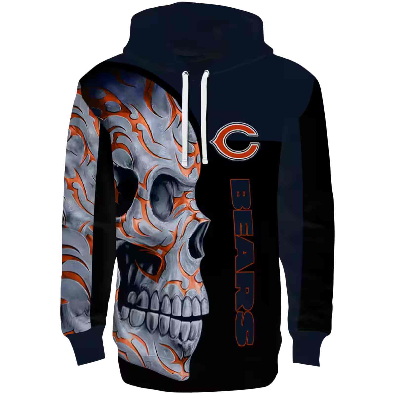 Chicago Bears Skull Motif Blue Black Hoodie