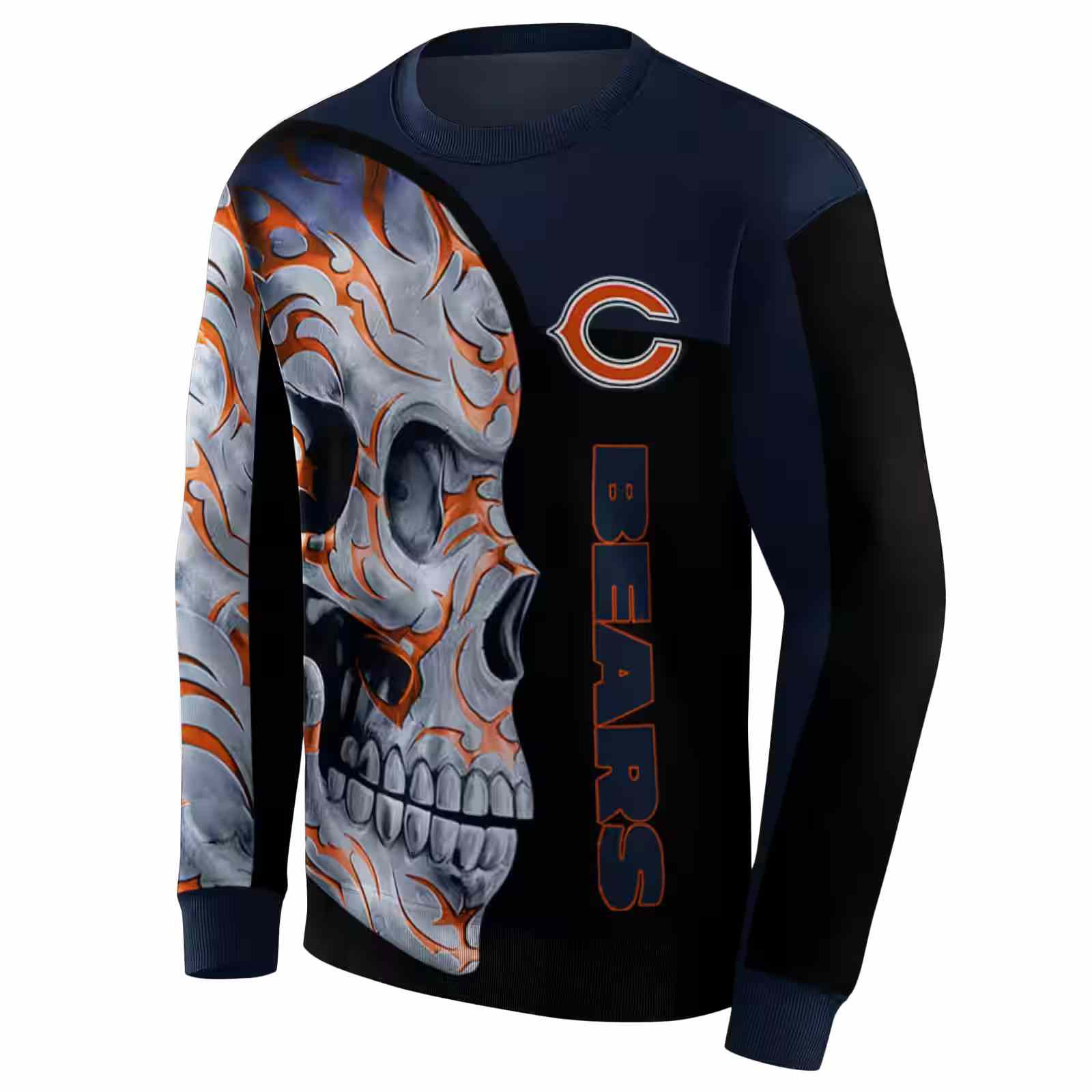 chicago bears skull motif blue black hoodie new arrival