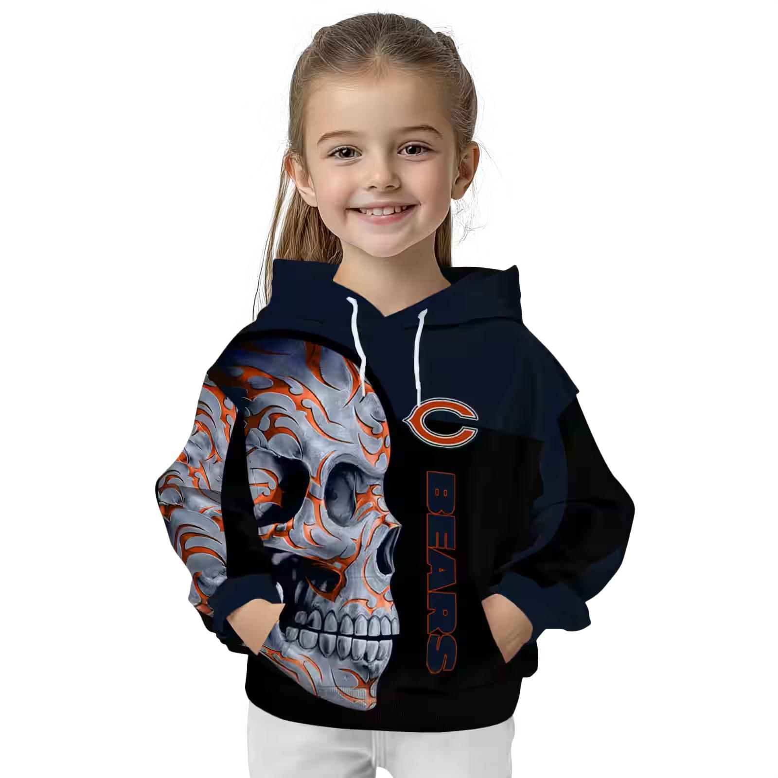 chicago bears skull motif blue black hoodie top rated