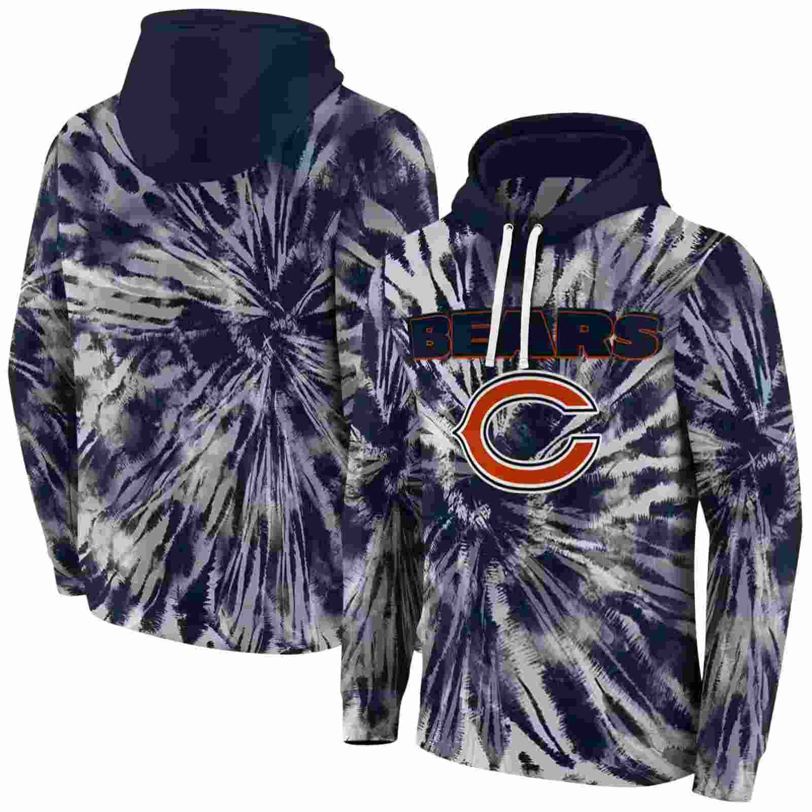 chicago bears tie dye pattern blue hoodie fashion forward