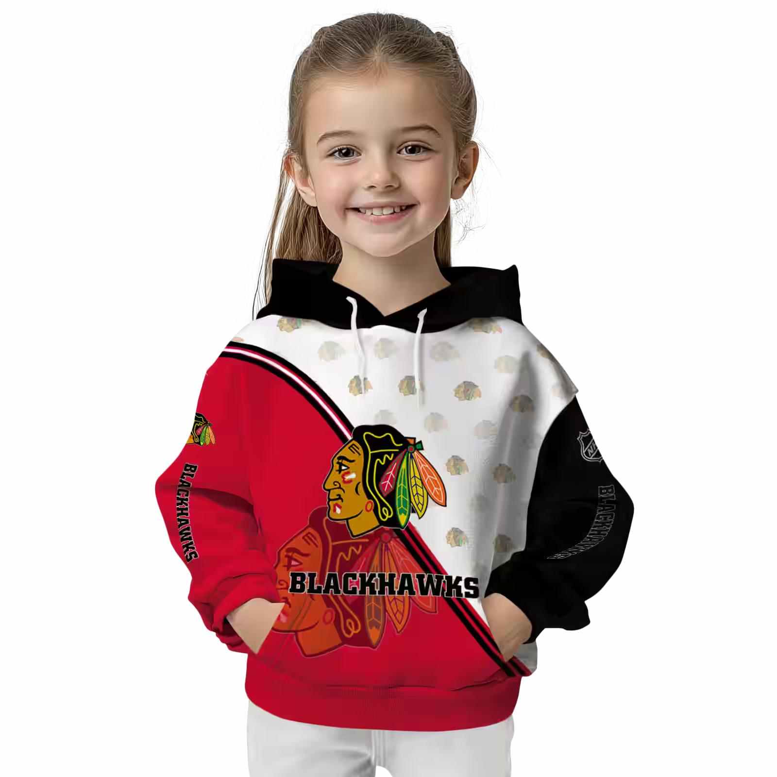 chicago blackhawks diagonal stripe red white hoodie top rated