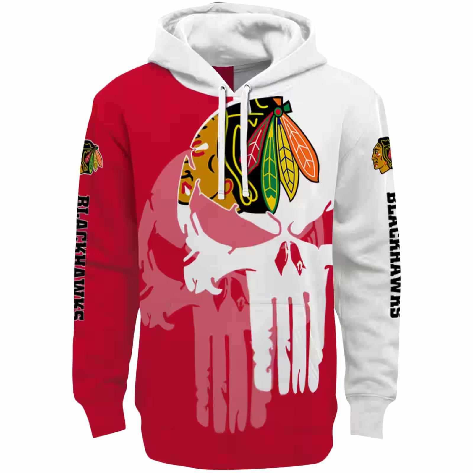 Chicago Blackhawks Graphic Punisher Red White Hoodie