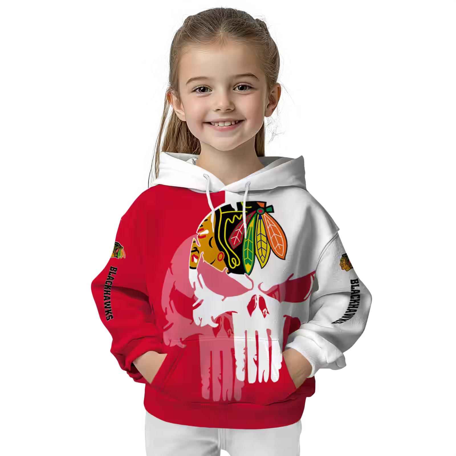 chicago blackhawks graphic punisher red white hoodie top rated