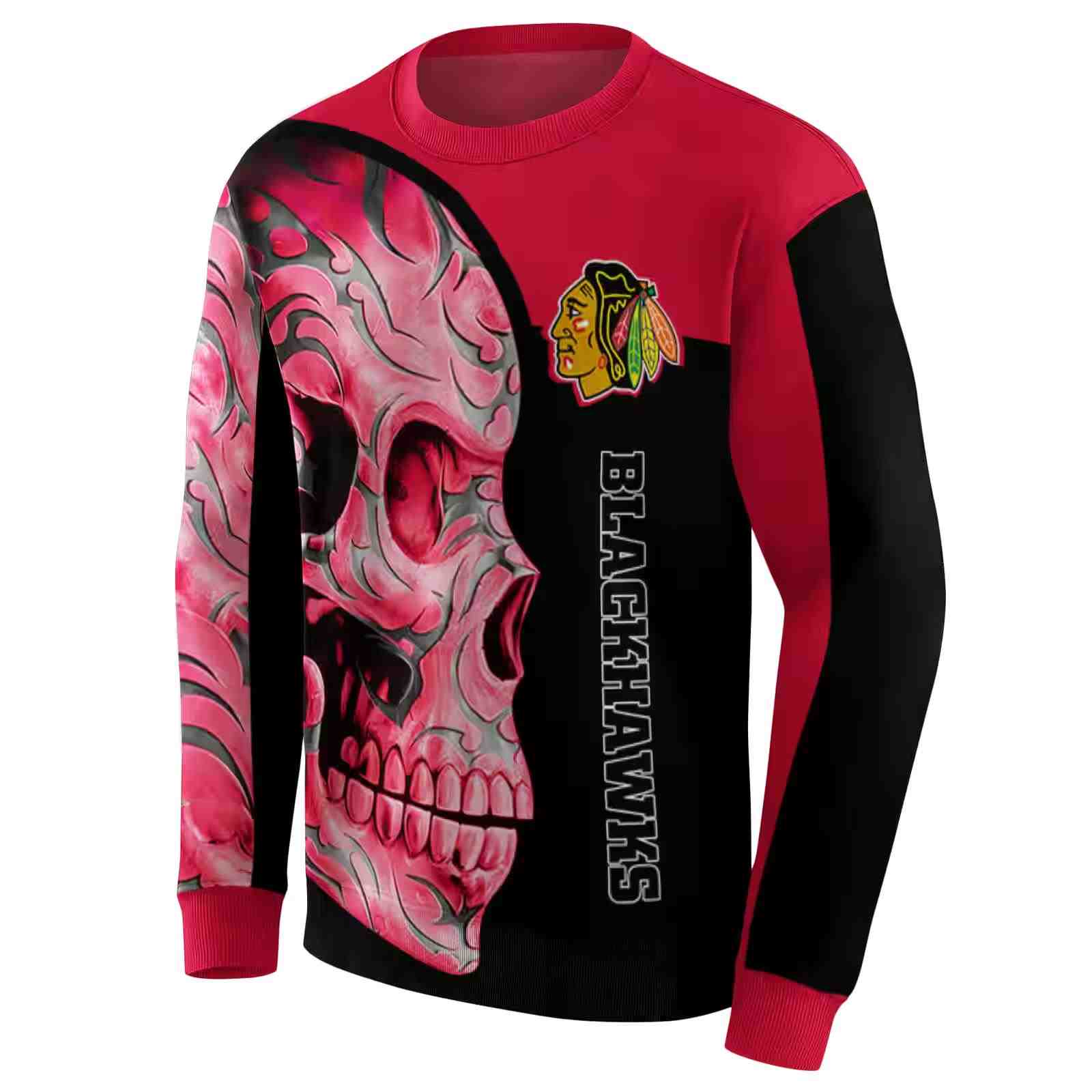 chicago blackhawks skull motif red black hoodie new arrival