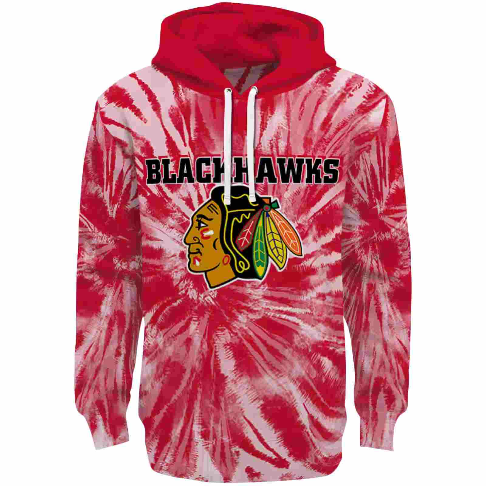 Chicago Blackhawks Tie Dye Pattern Red Hoodie