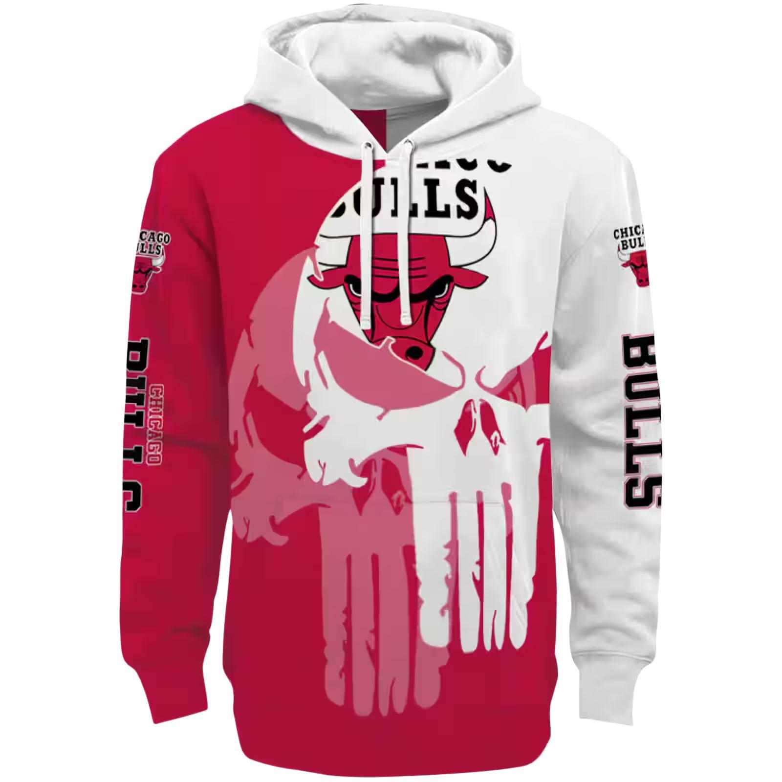 Chicago Bulls Graphic Punisher Red White Hoodie