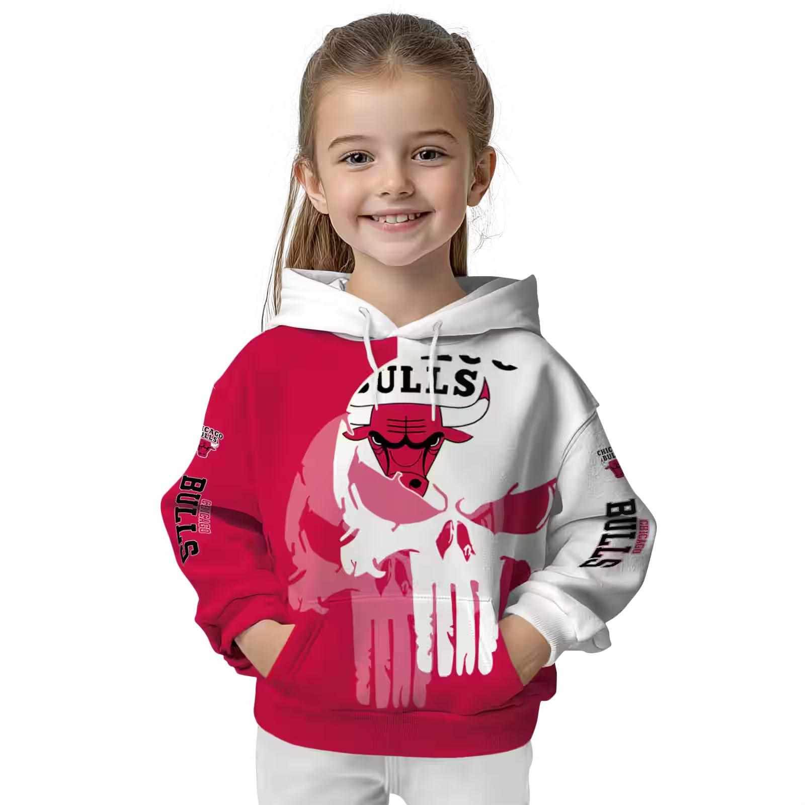 chicago bulls graphic punisher red white hoodie top rated