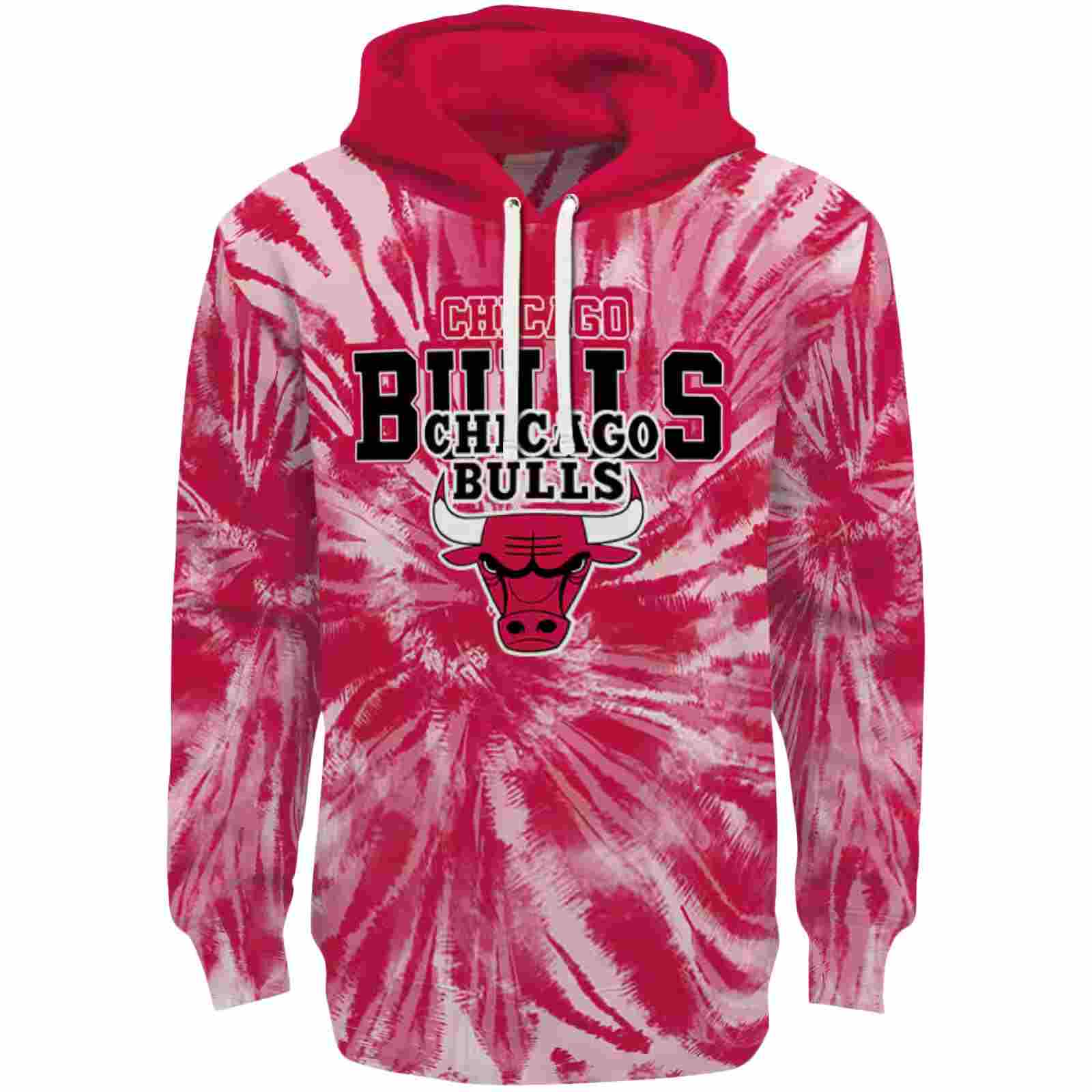 Chicago Bulls Tie Dye Pattern Red Hoodie