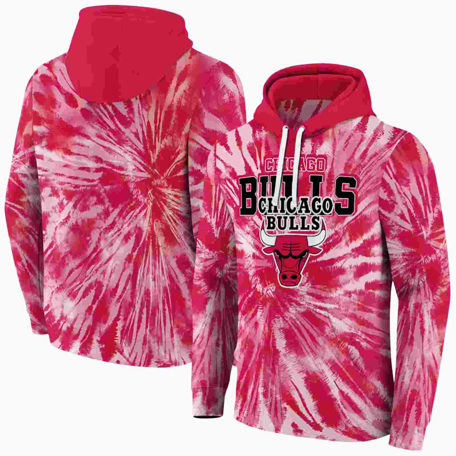 chicago bulls tie dye pattern red hoodie fashion forward