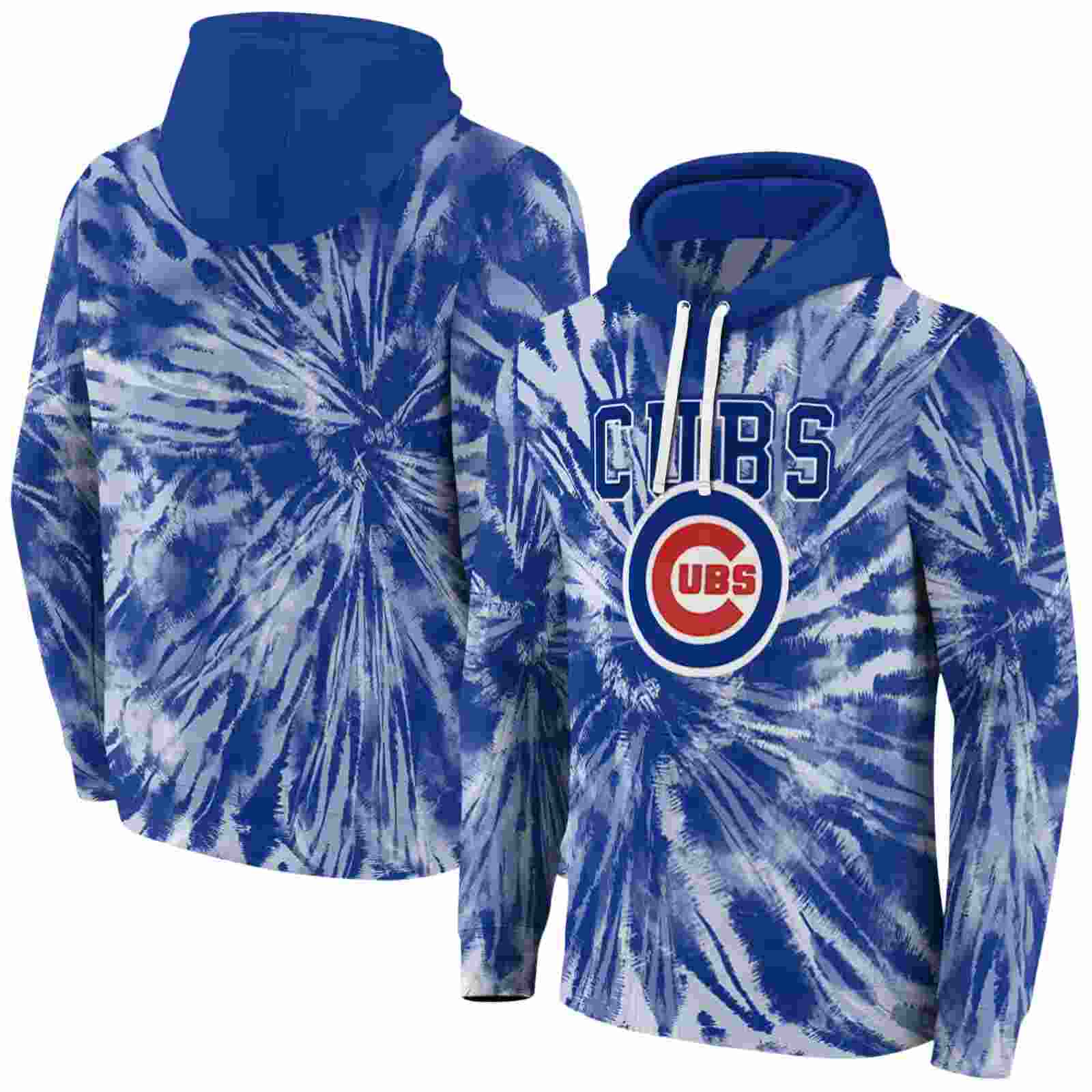 chicago cubs tie dye pattern blue hoodie fashion forward