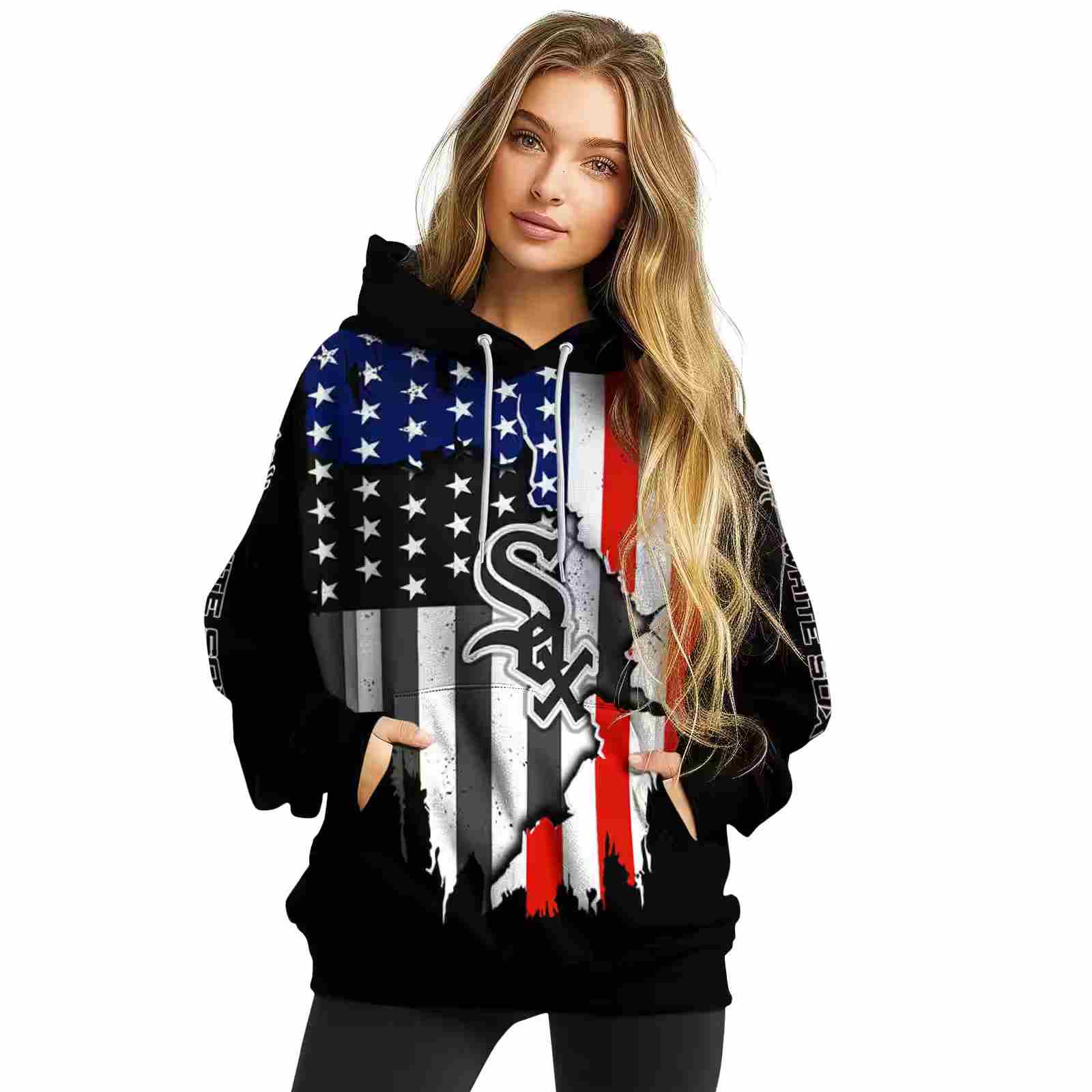 chicago white sox american pride black hoodie high quality