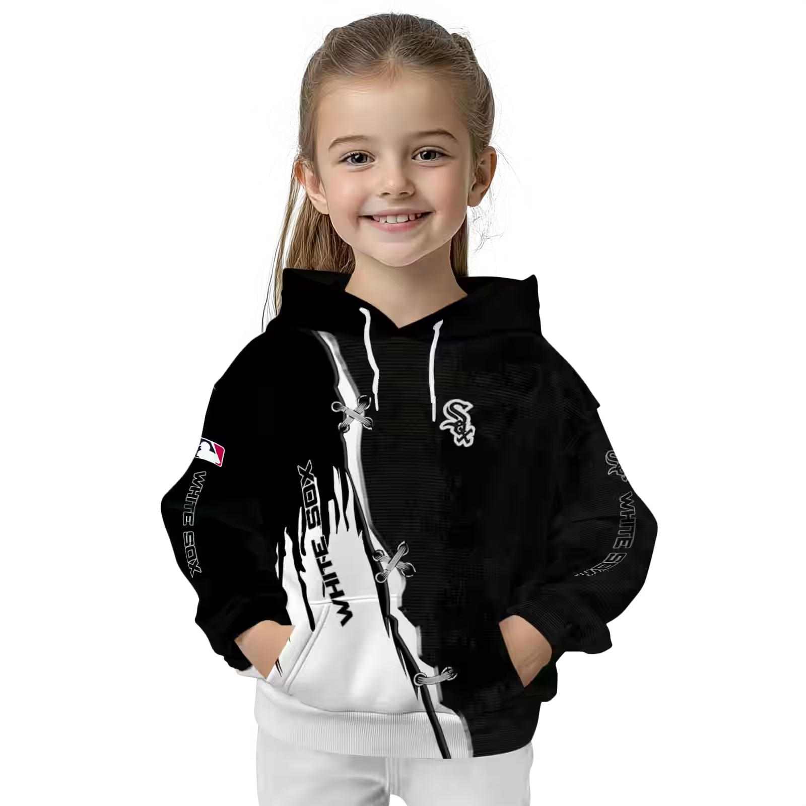 chicago white sox ripped pattern black white hoodie top rated