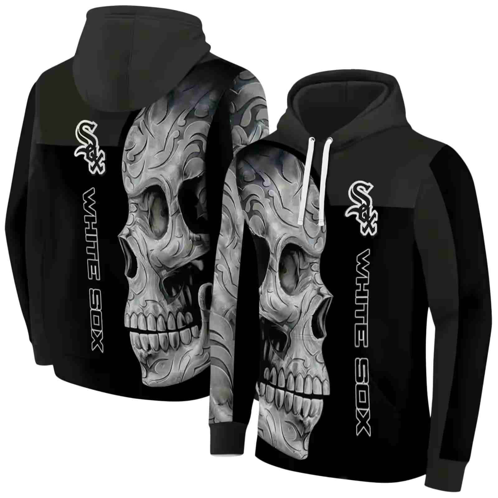 chicago white sox skull motif black hoodie fashion forward