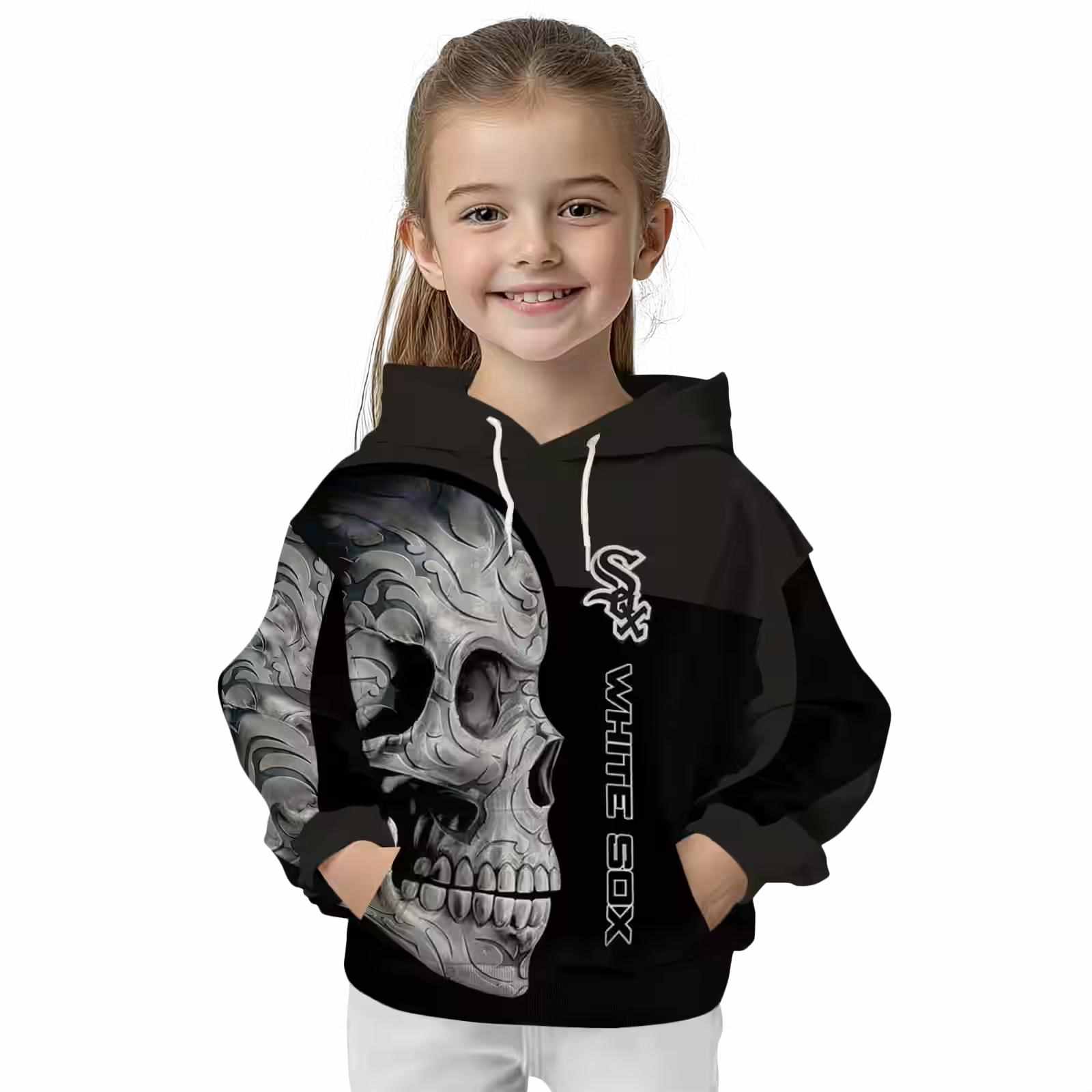 chicago white sox skull motif black hoodie top rated