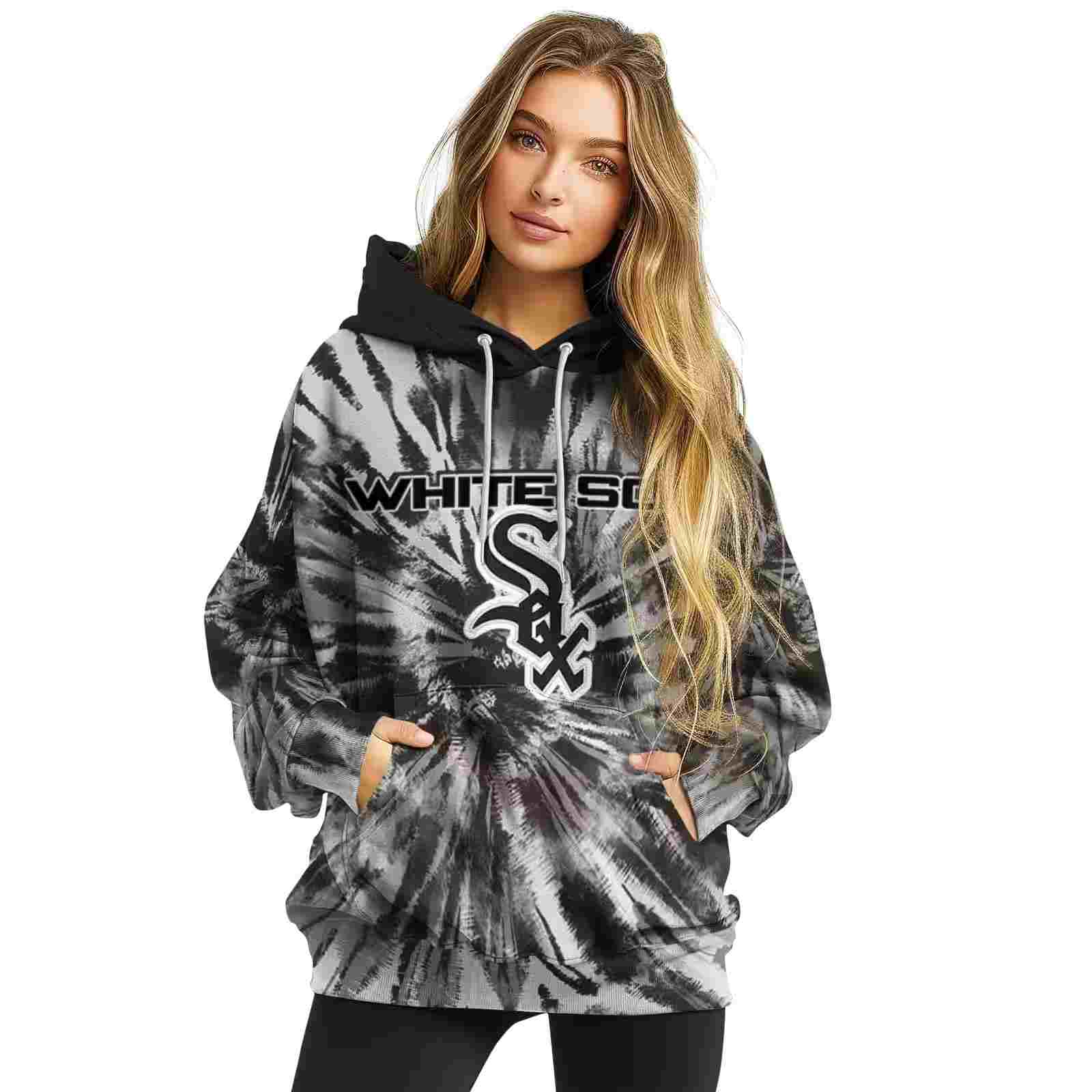 chicago white sox tie dye pattern black hoodie high quality