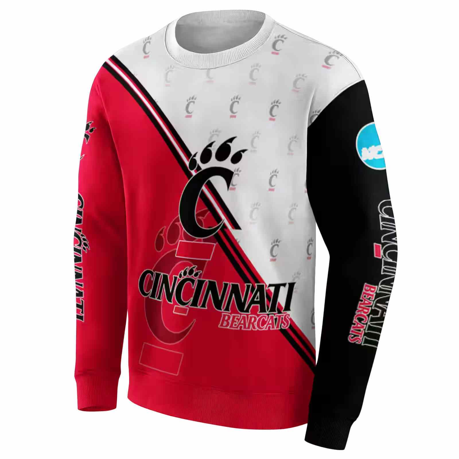 cincinnati bearcats diagonal stripe red white hoodie new arrival