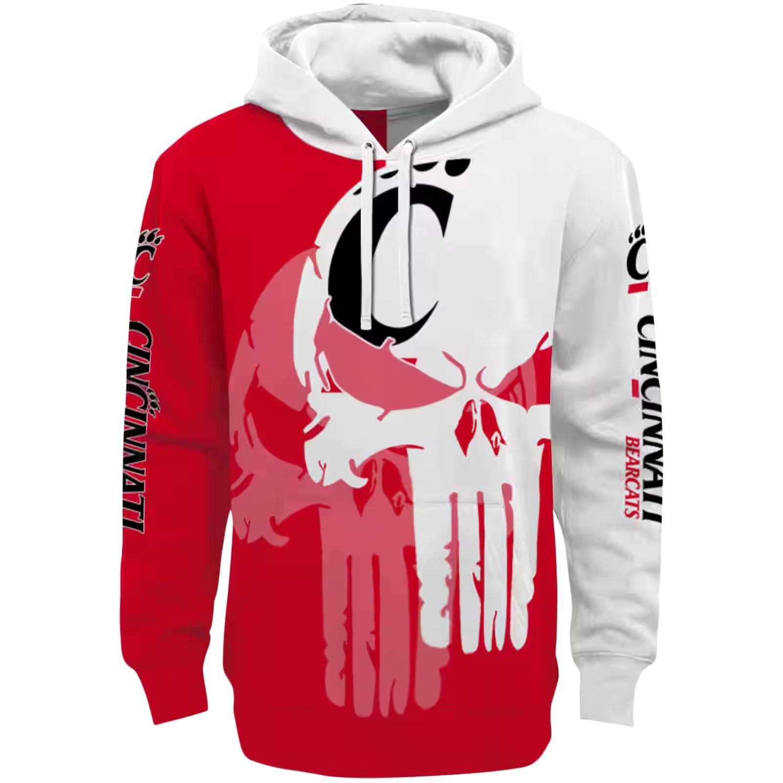 Cincinnati Bearcats Graphic Punisher Red White Hoodie