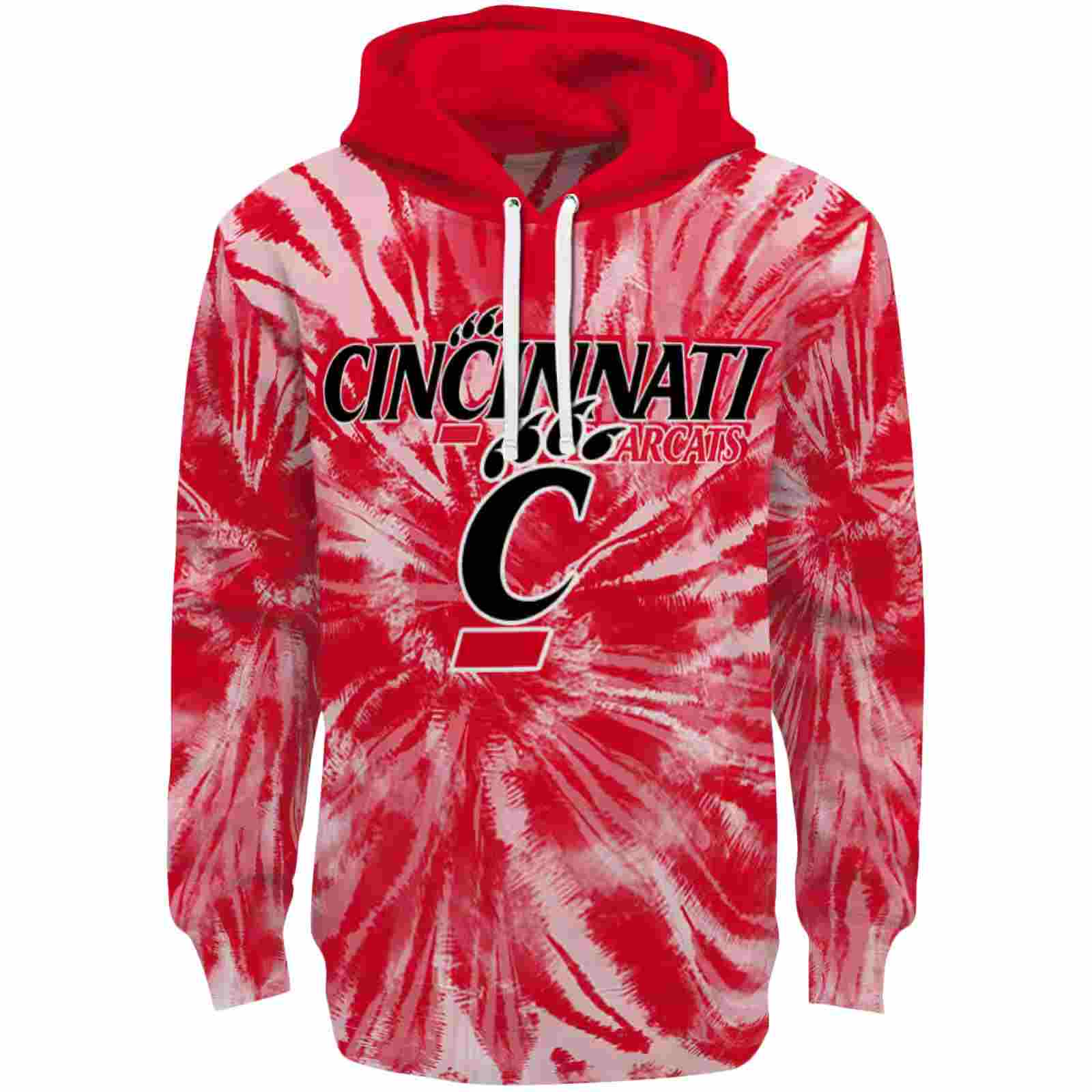 Cincinnati Bearcats Tie Dye Pattern Red Hoodie