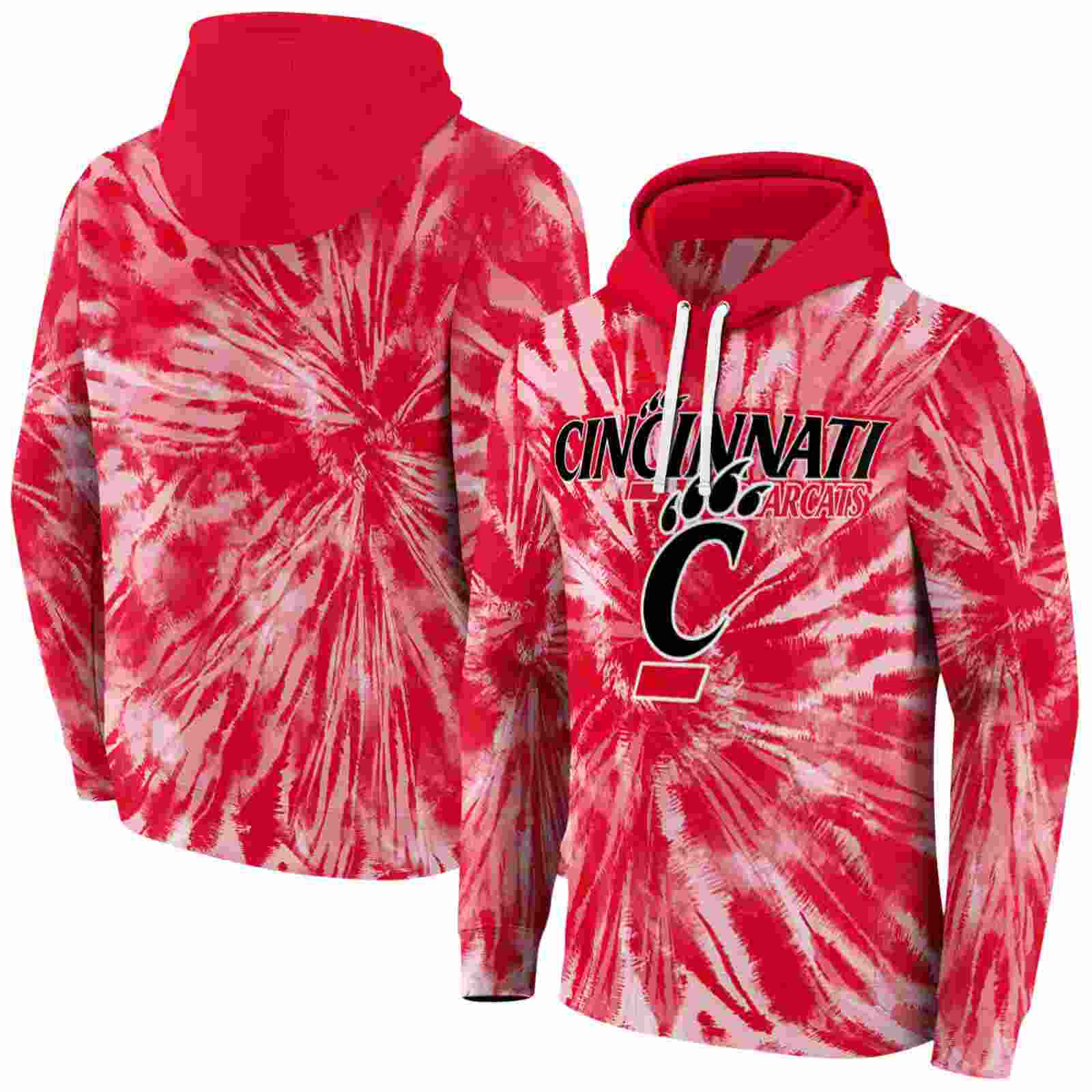 cincinnati bearcats tie dye pattern red hoodie fashion forward