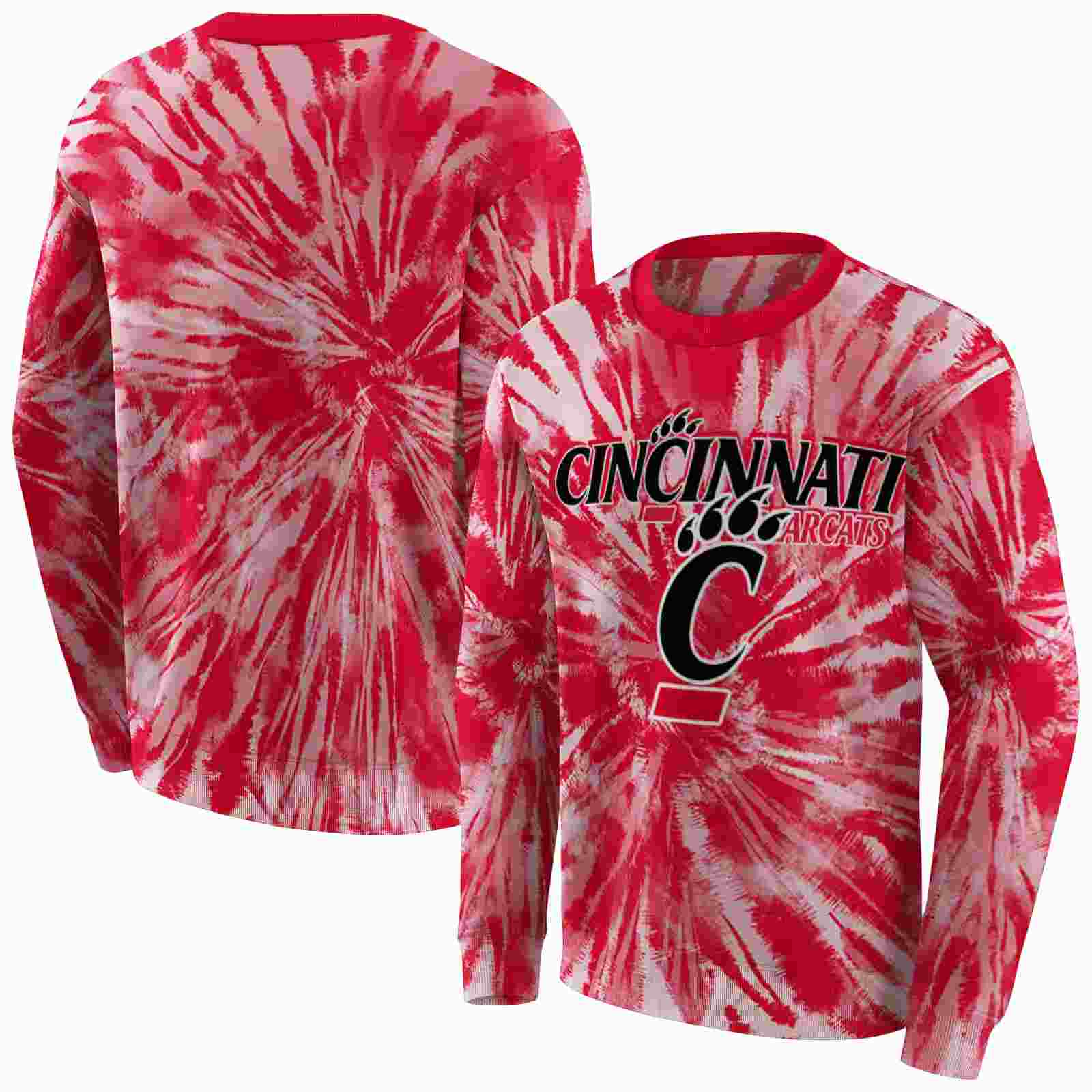 cincinnati bearcats tie dye pattern red hoodie premium grade