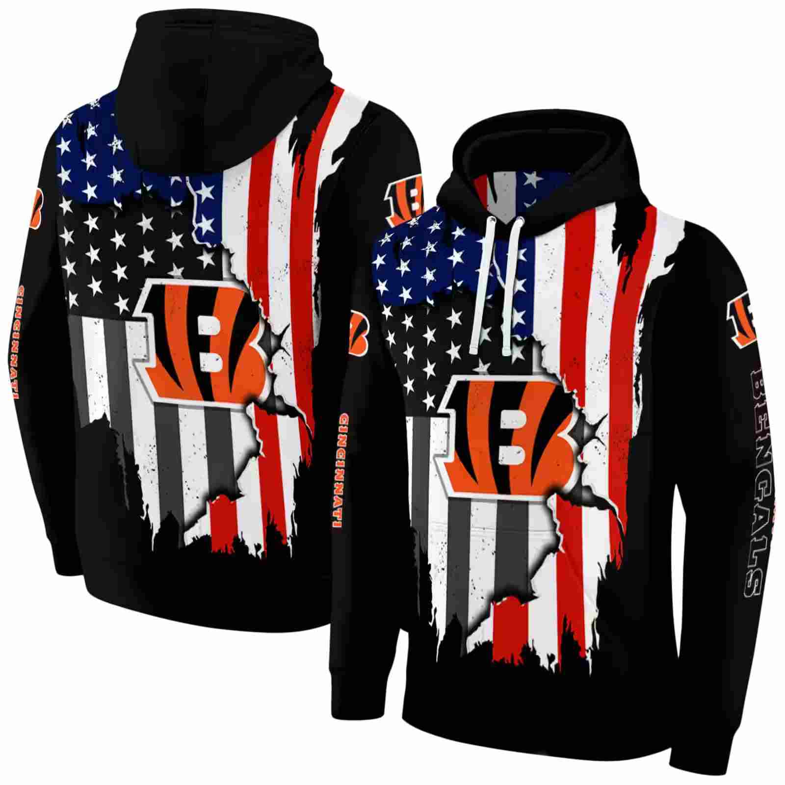 cincinnati bengals american pride black hoodie fashion forward