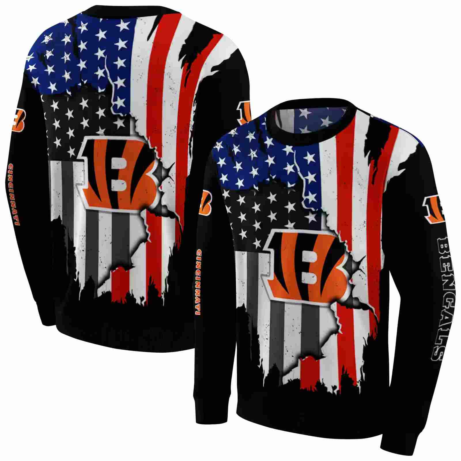 cincinnati bengals american pride black hoodie premium grade