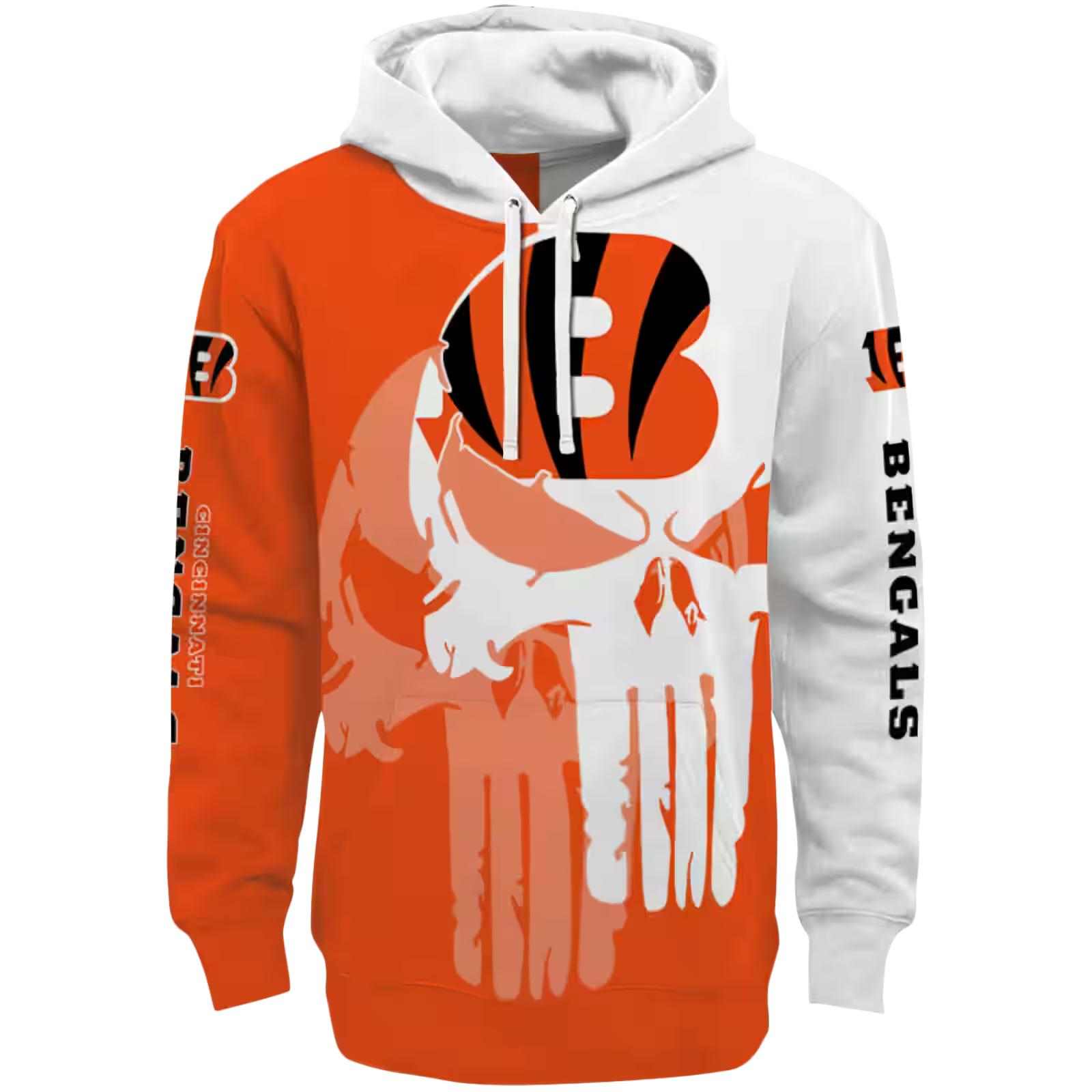 Cincinnati Bengals Graphic Punisher Orange White Hoodie