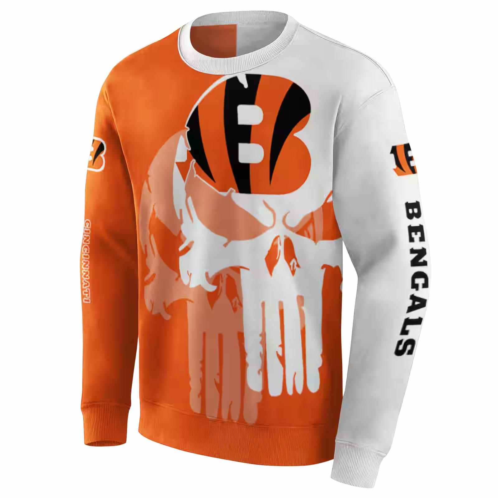 cincinnati bengals graphic punisher orange white hoodie new arrival