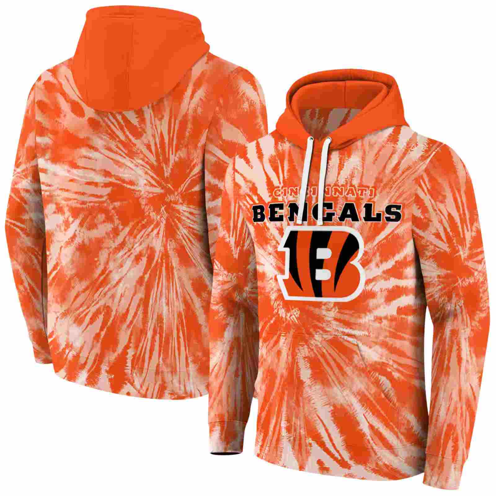 cincinnati bengals tie dye pattern orange hoodie fashion forward