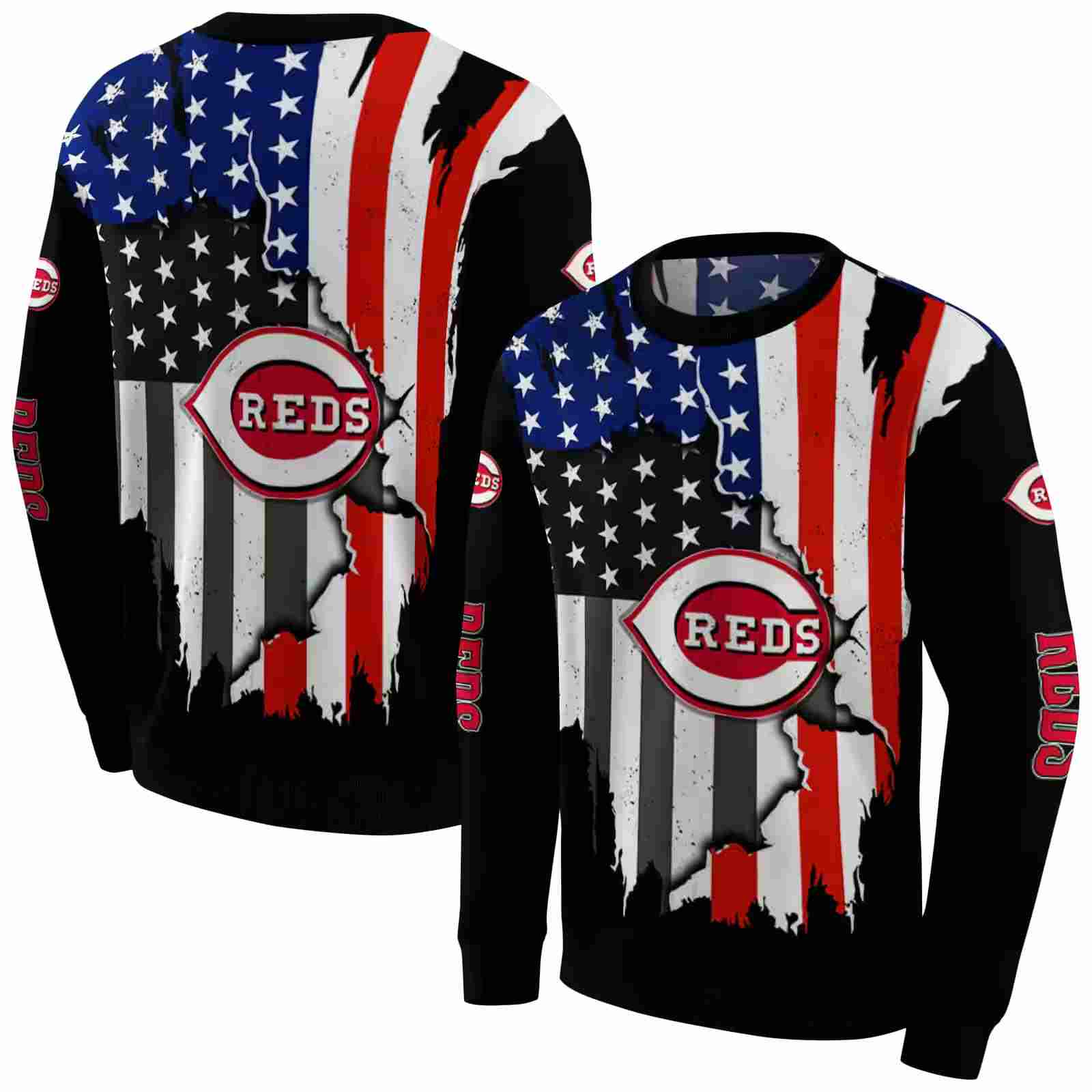 cincinnati reds american pride black hoodie premium grade