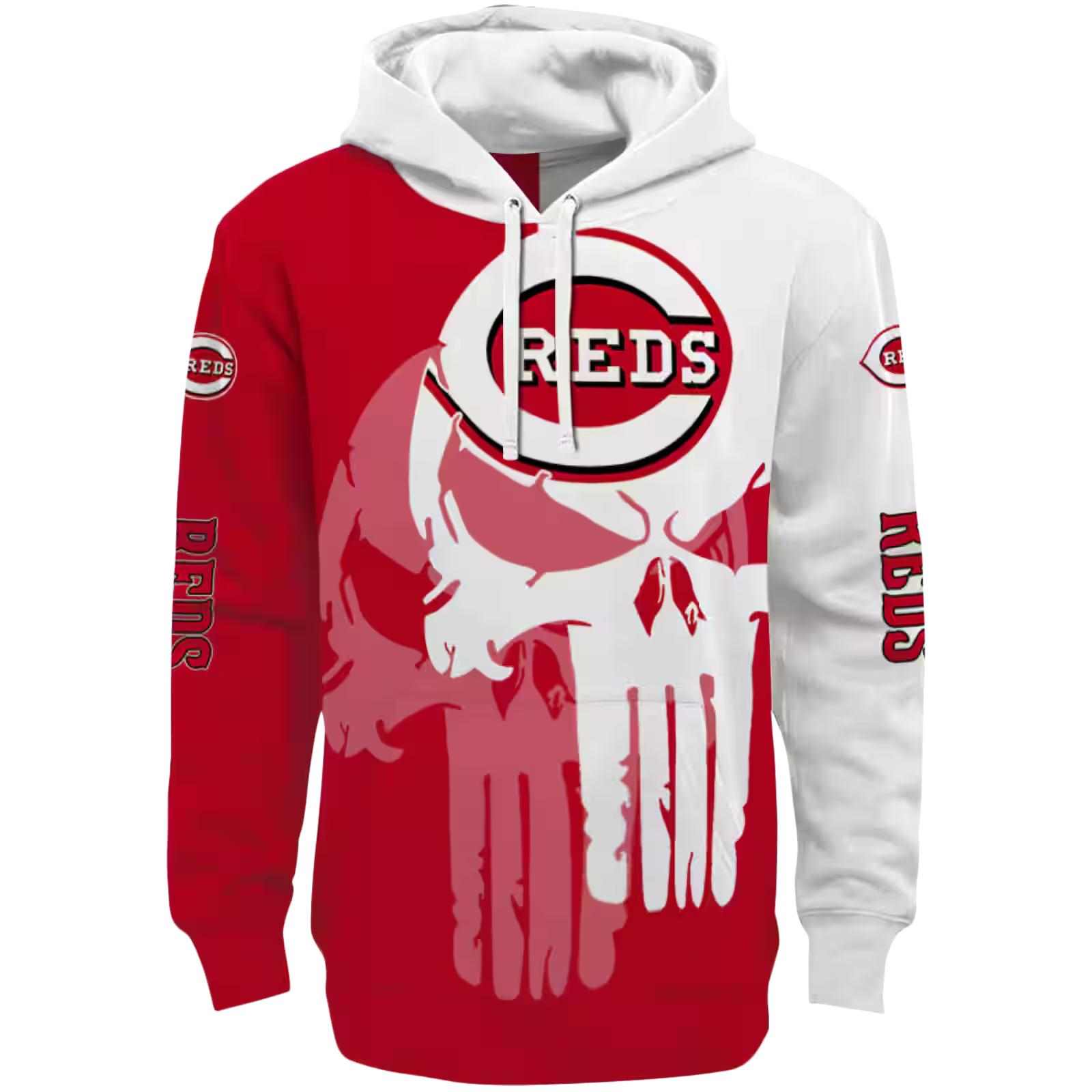 Cincinnati Reds Graphic Punisher Red White Hoodie