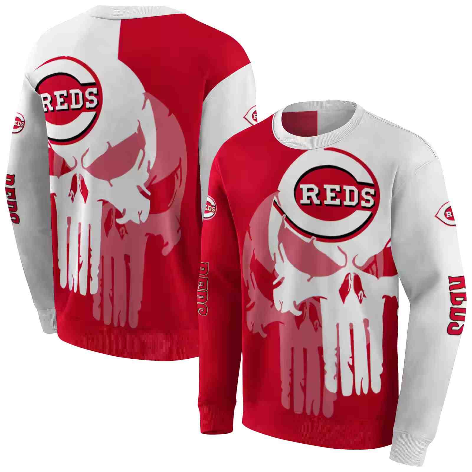 cincinnati reds graphic punisher red white hoodie premium grade