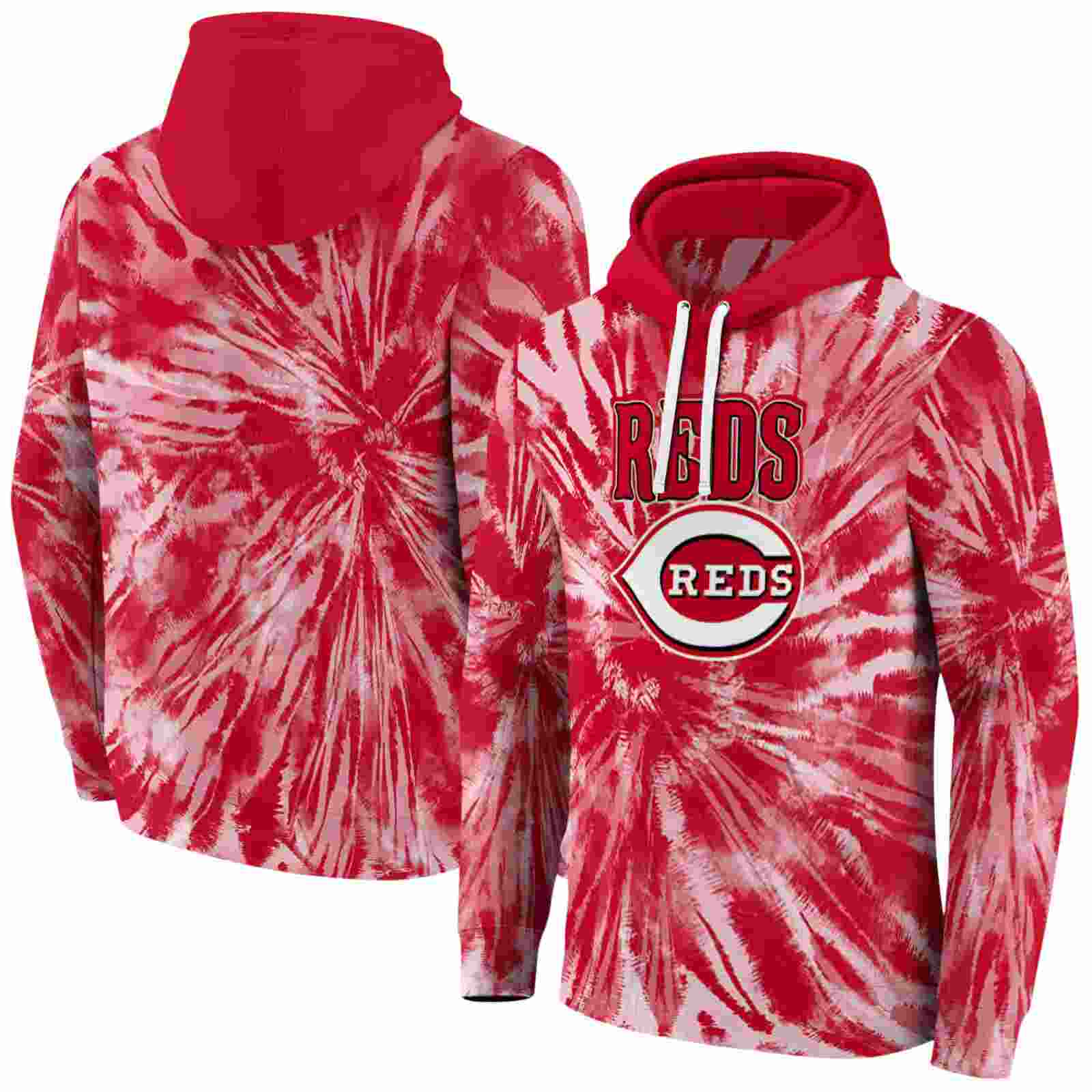 cincinnati reds tie dye pattern red hoodie fashion forward