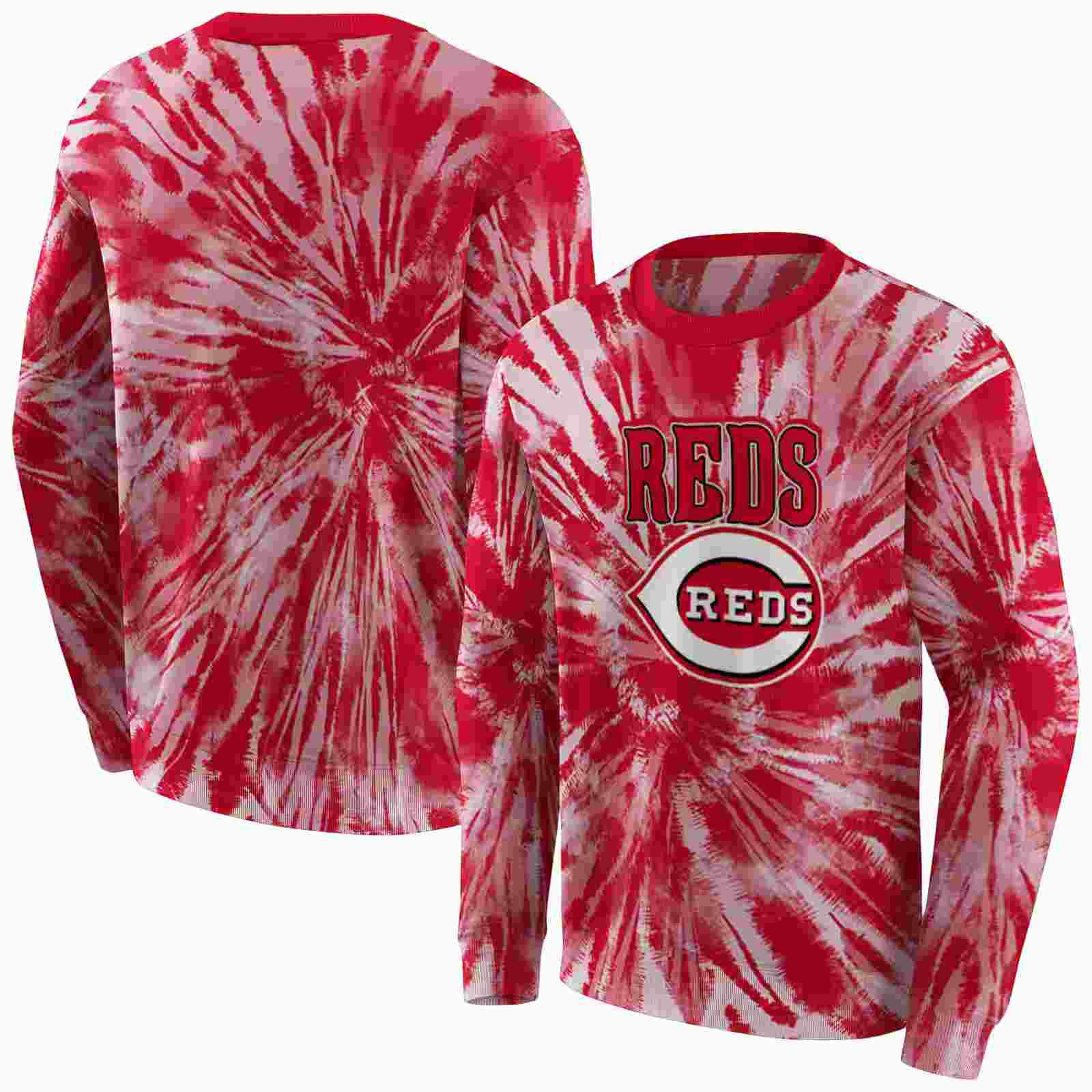 cincinnati reds tie dye pattern red hoodie premium grade